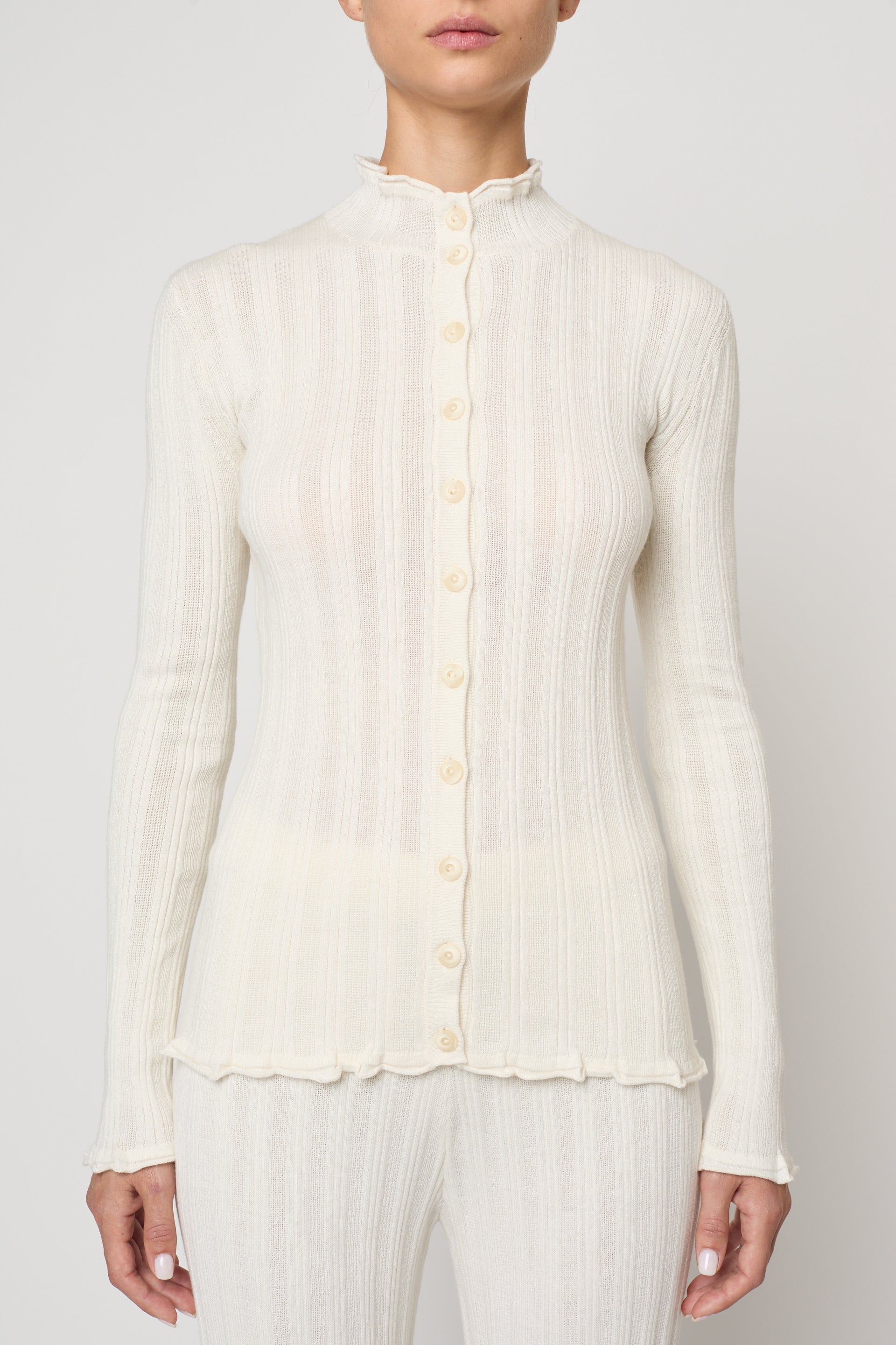 Pointelle Cardigan in Cotton
