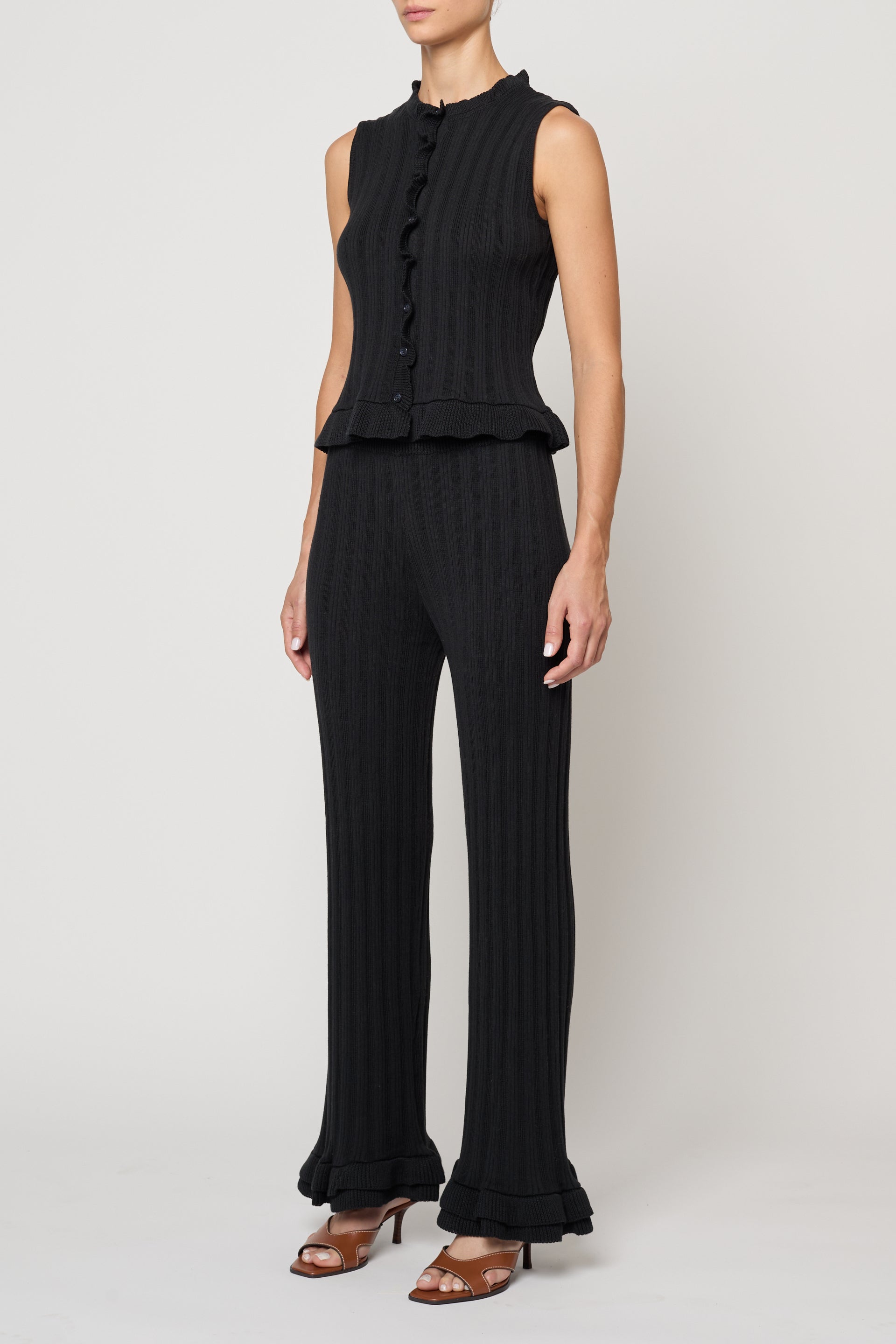 Pointelle Ruffle Top in Cotton