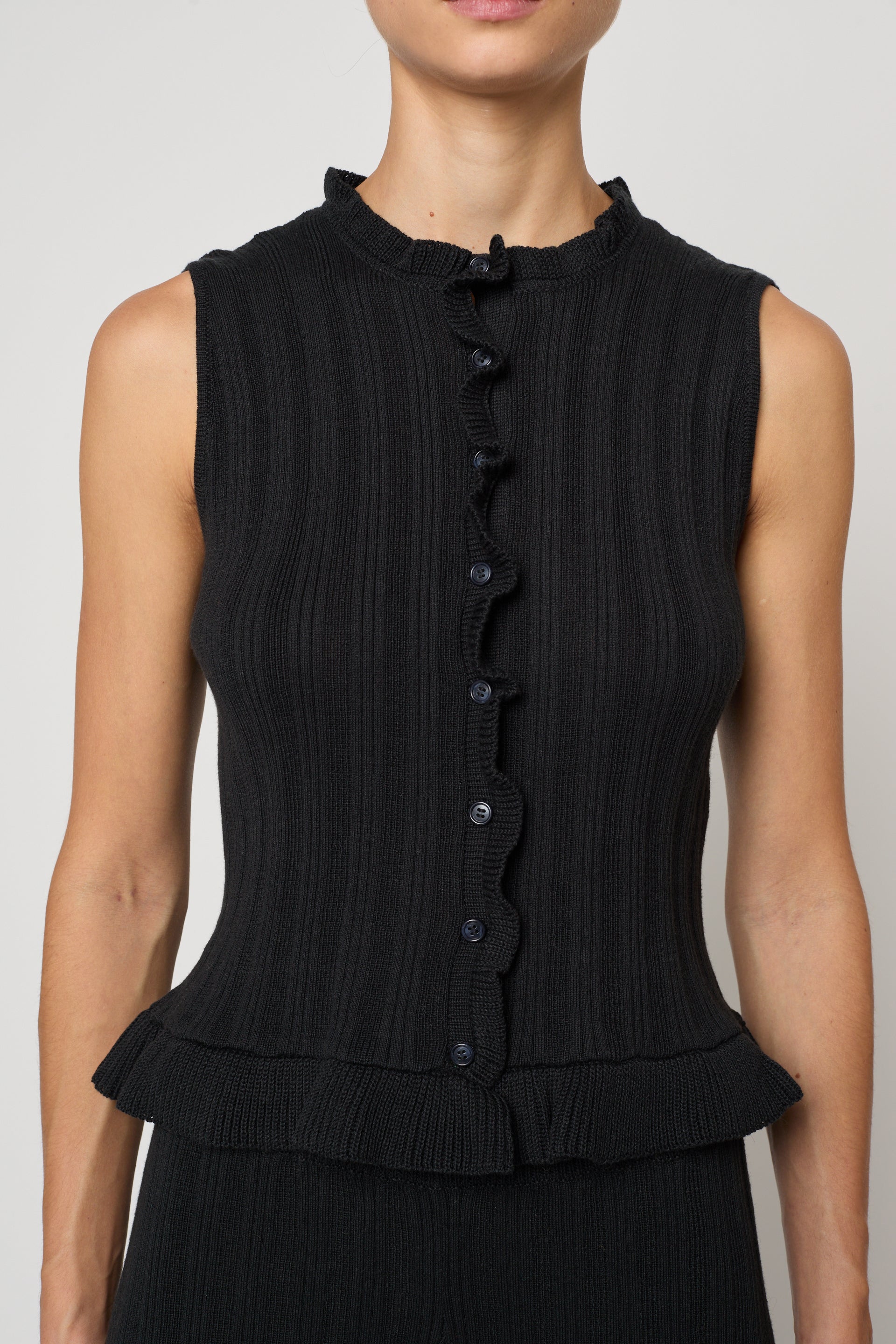 Pointelle Ruffle Top in Cotton