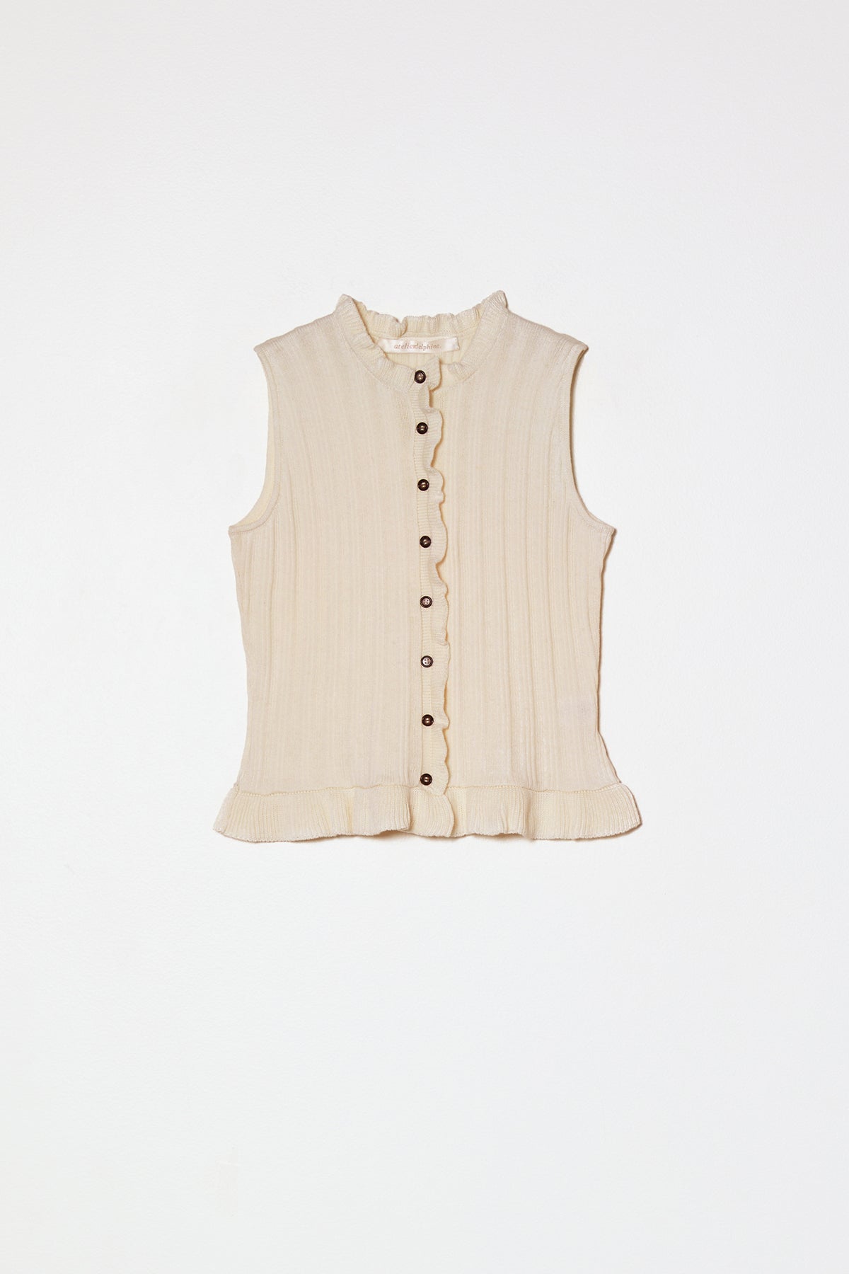 Pointelle Ruffle Top in Cotton
