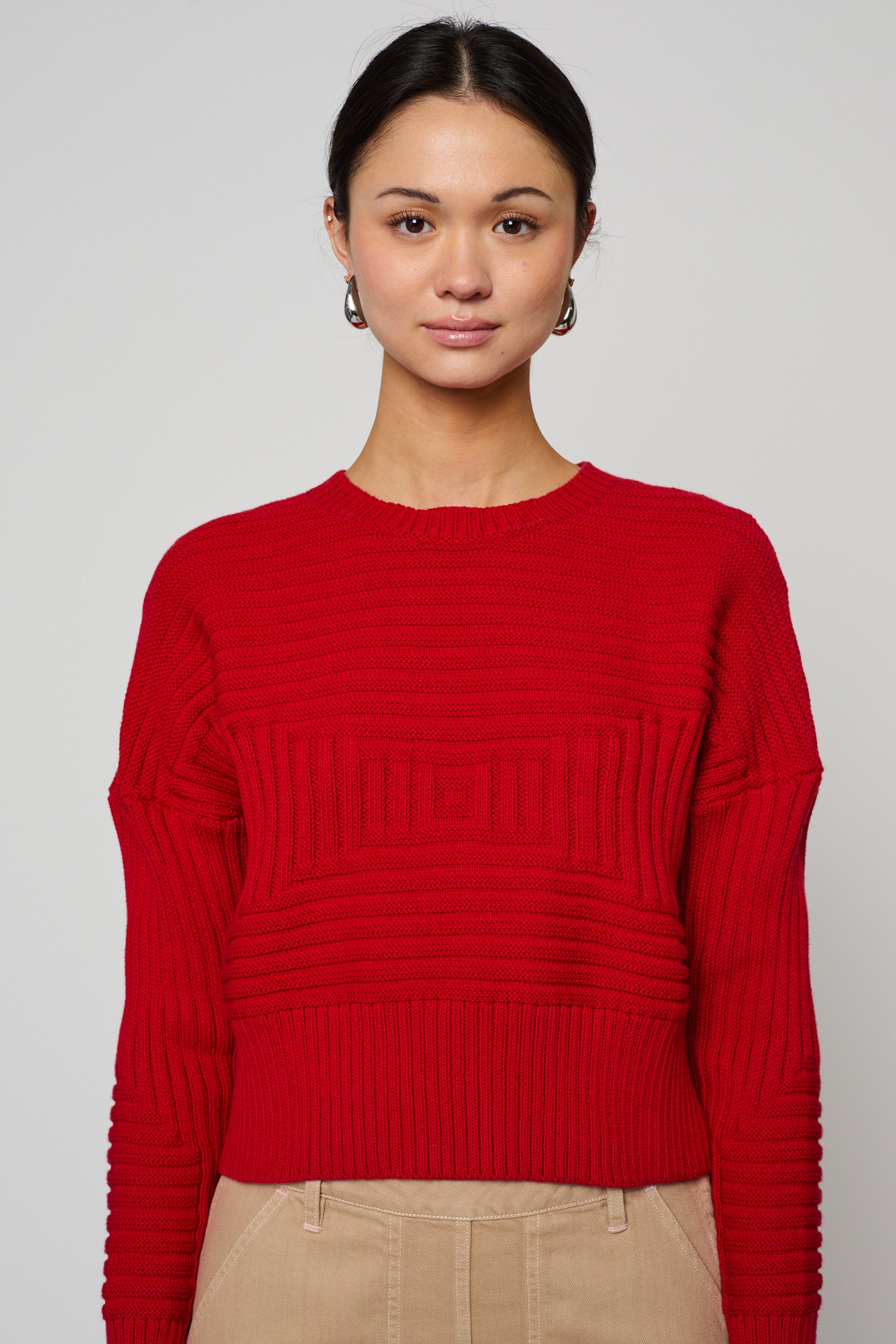 Geometric Knit Cotton Sweater