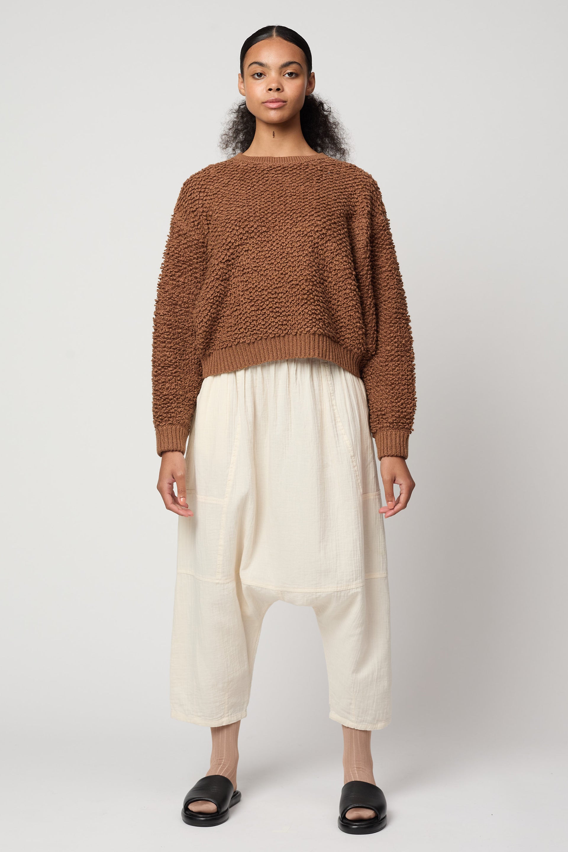 Balloon Sleeve Sweater in Chunky Loop Cotton
