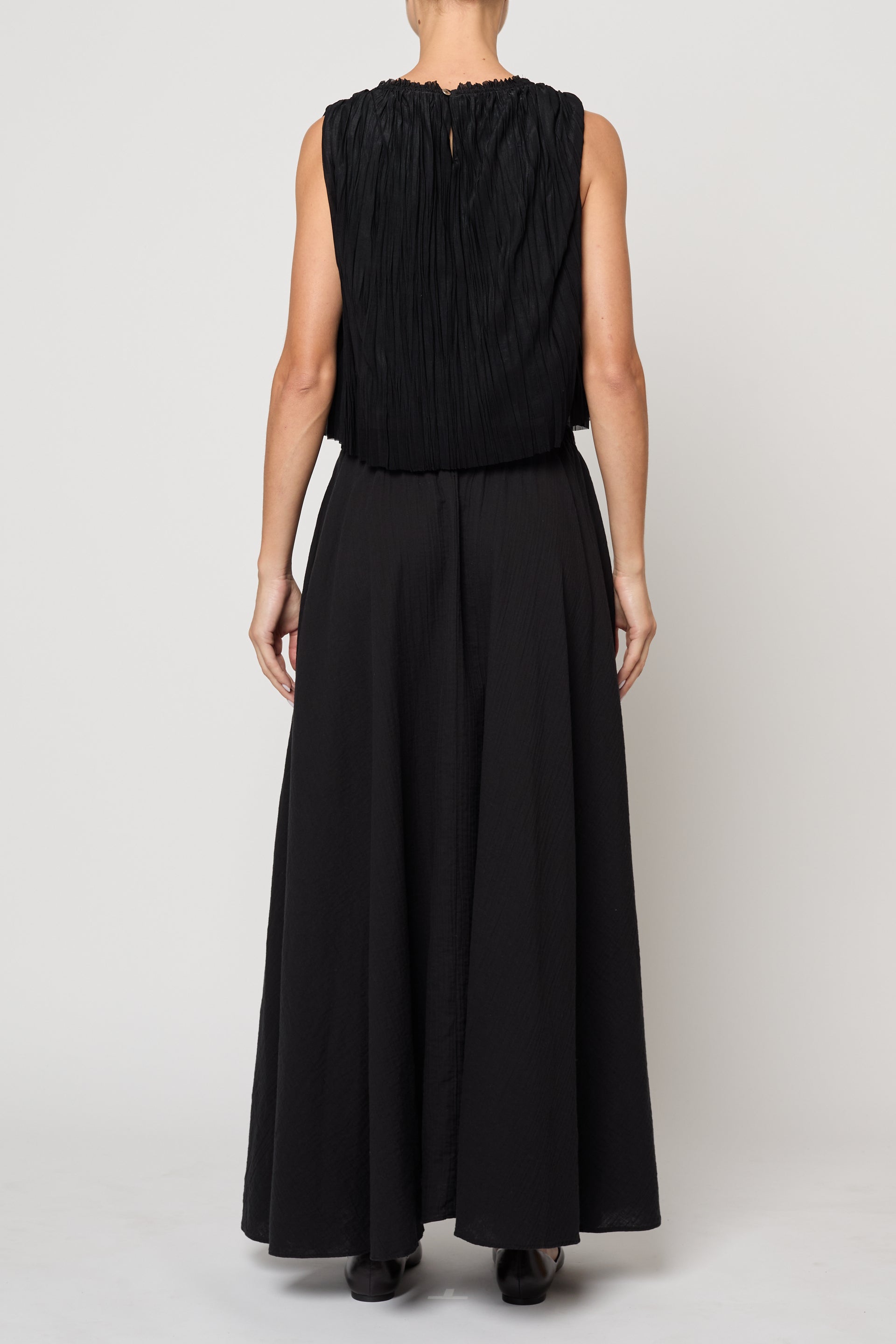 Crop Tank in Random Pleats Chiffon