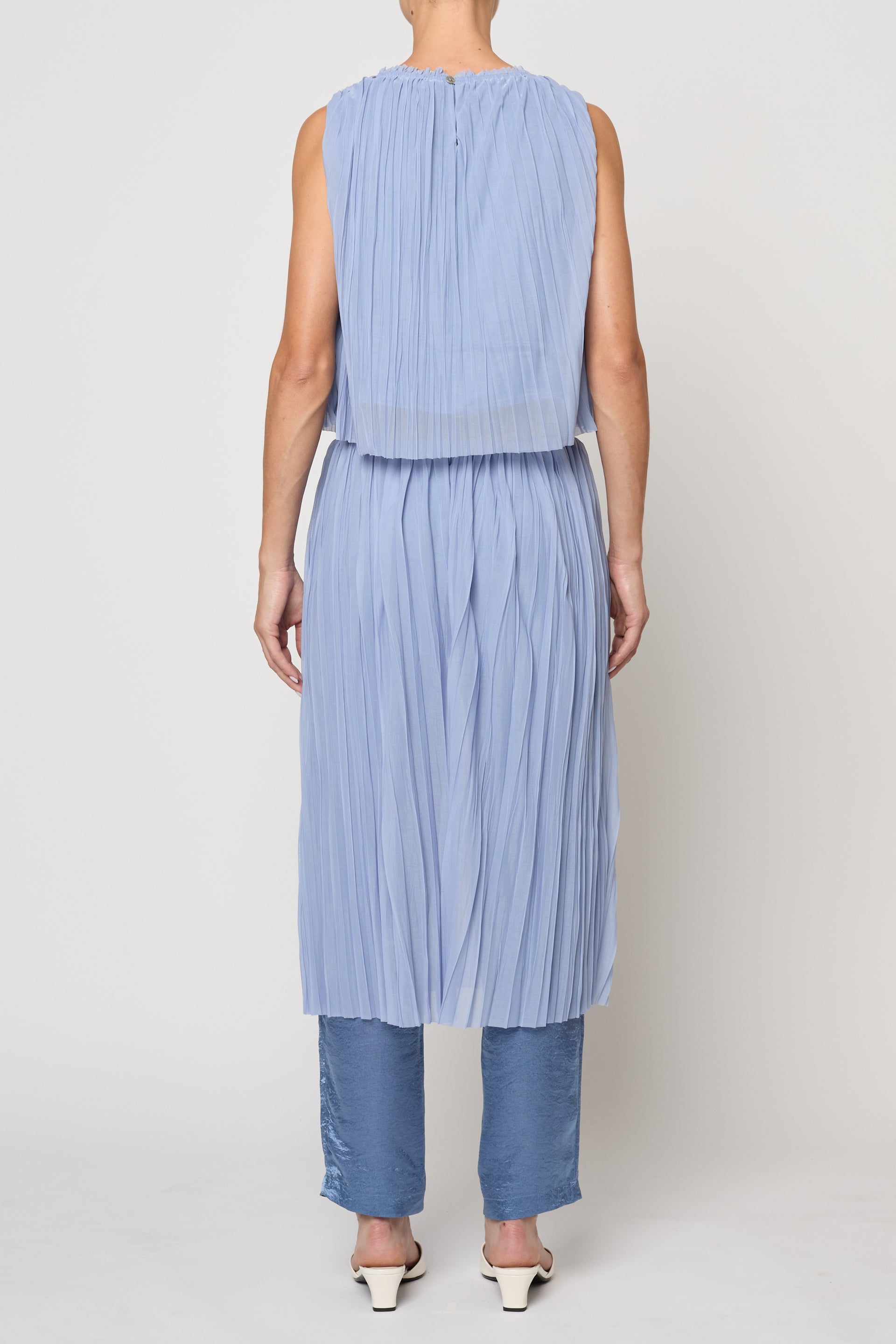 Crop Tank in Random Pleats Chiffon