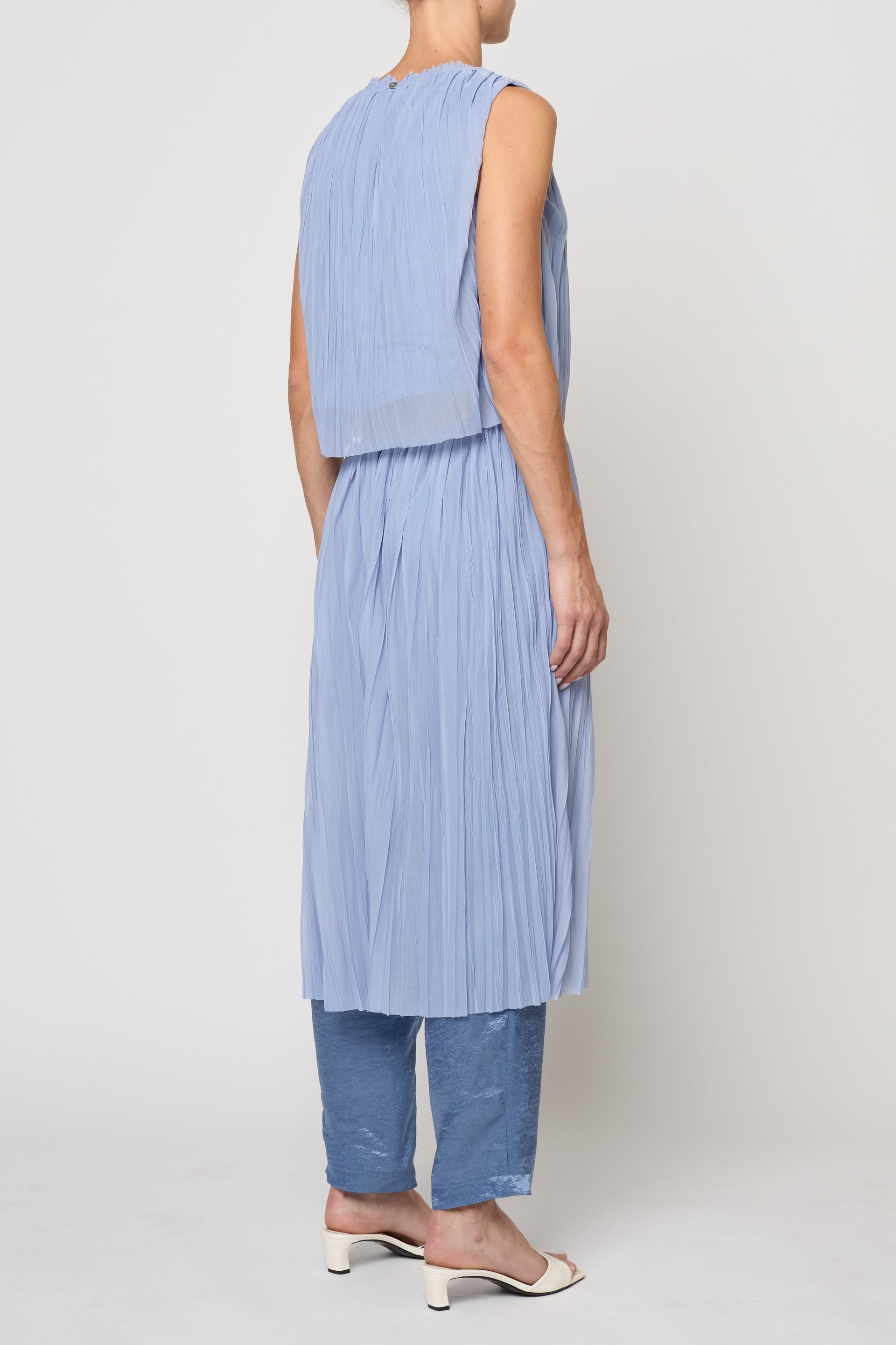 Crop Tank in Random Pleats Chiffon