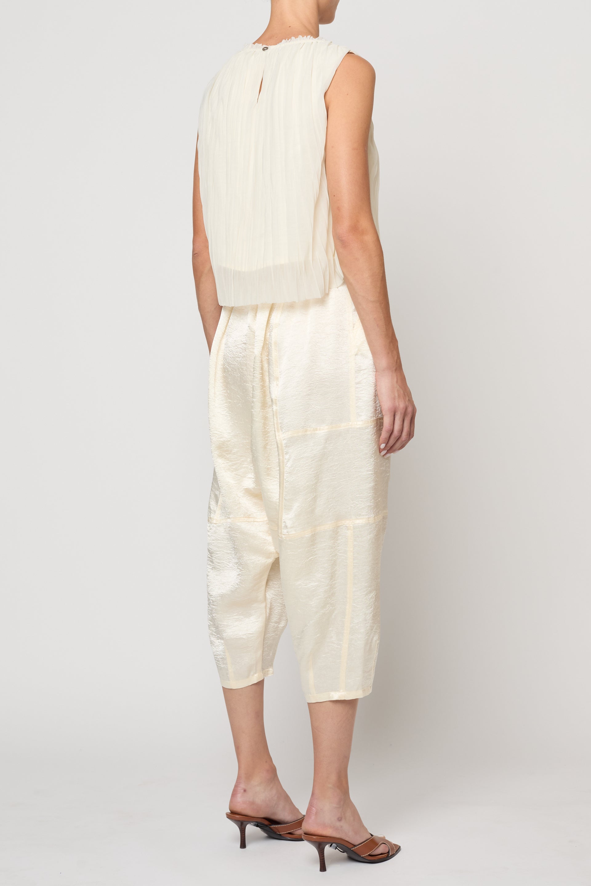 Crop Tank in Random Pleats Chiffon