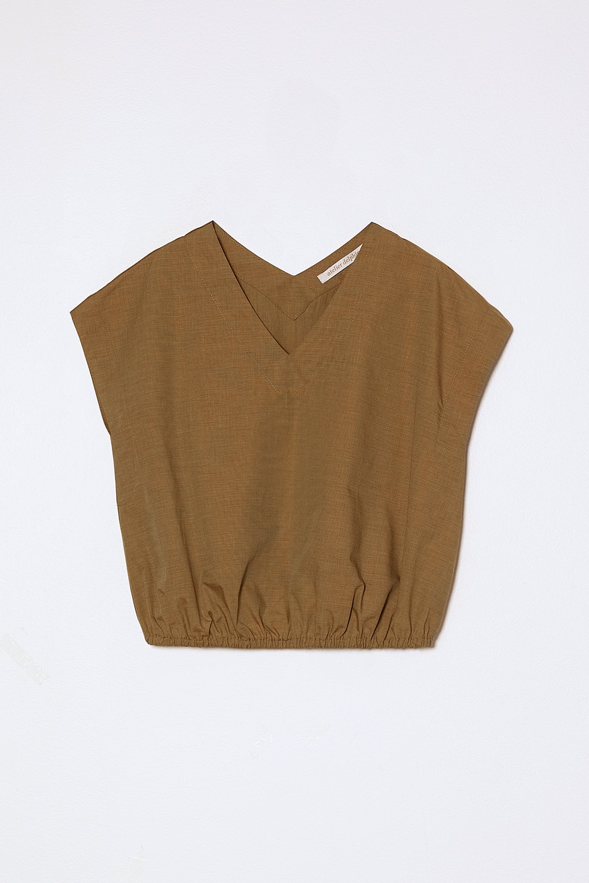 V Neck Danielle Top in Grain Poplin - Mustard