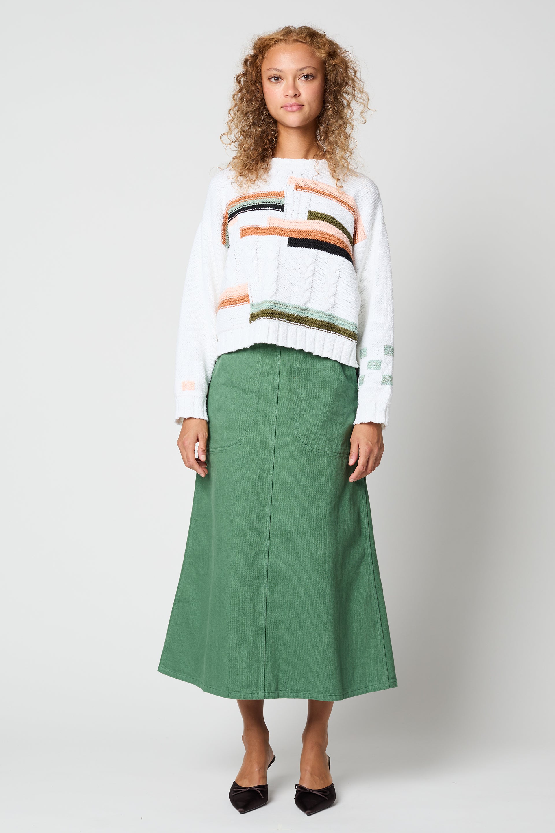 LUNA TOP in White Base Patchwork Front