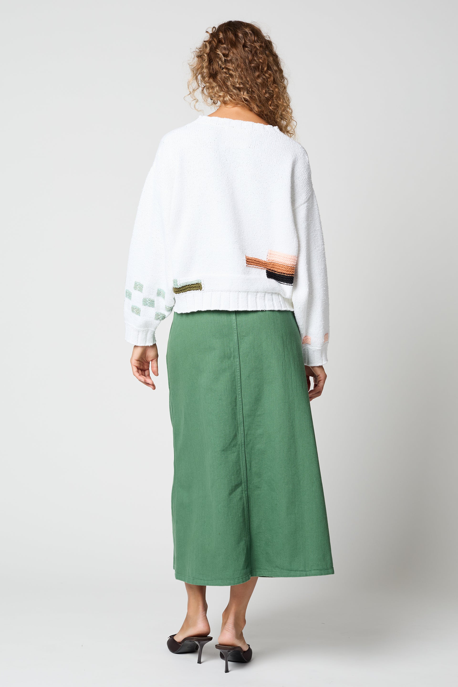 LUNA TOP in White Base Patchwork Back