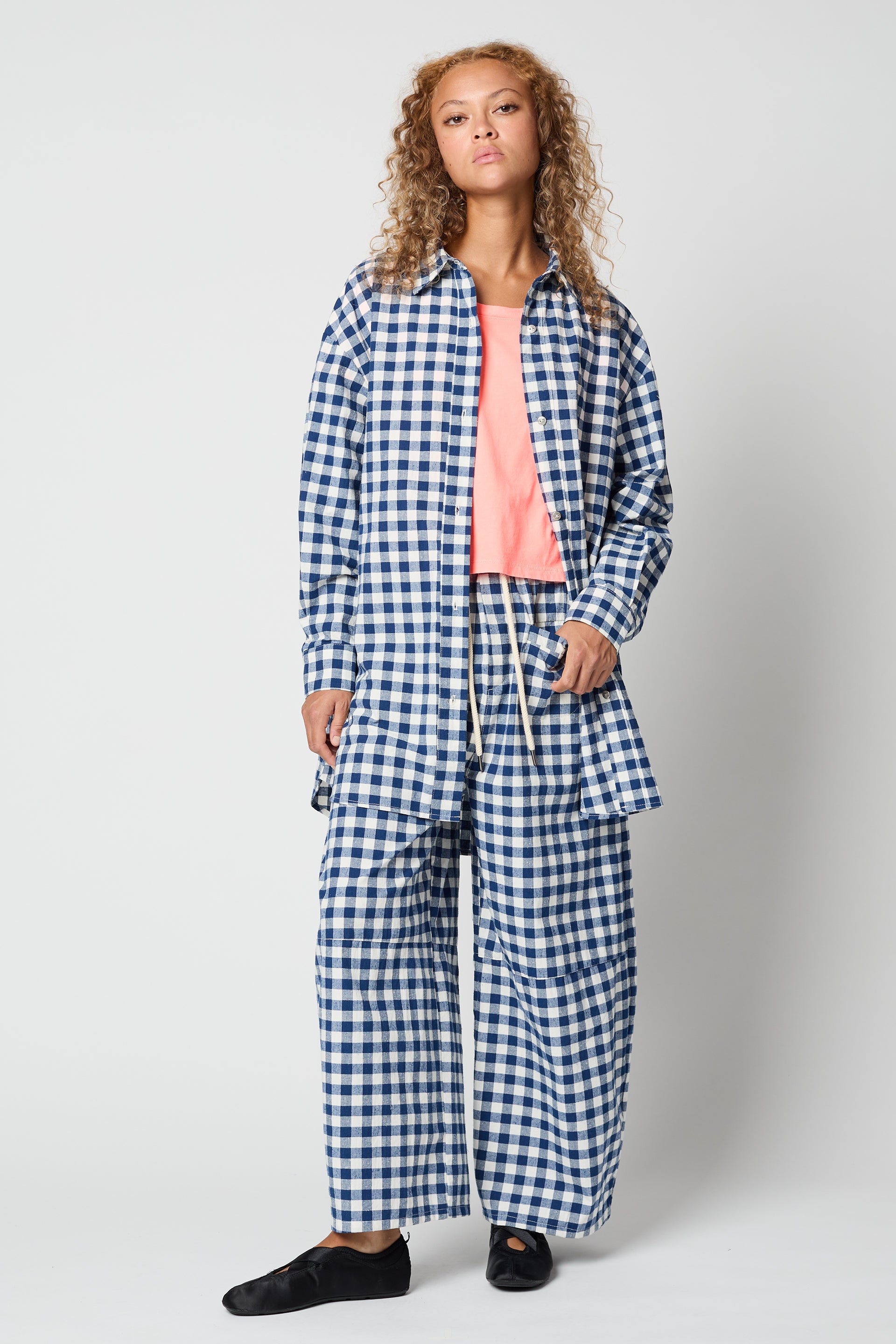 Oversized Overlay in Gingham Raw Silk