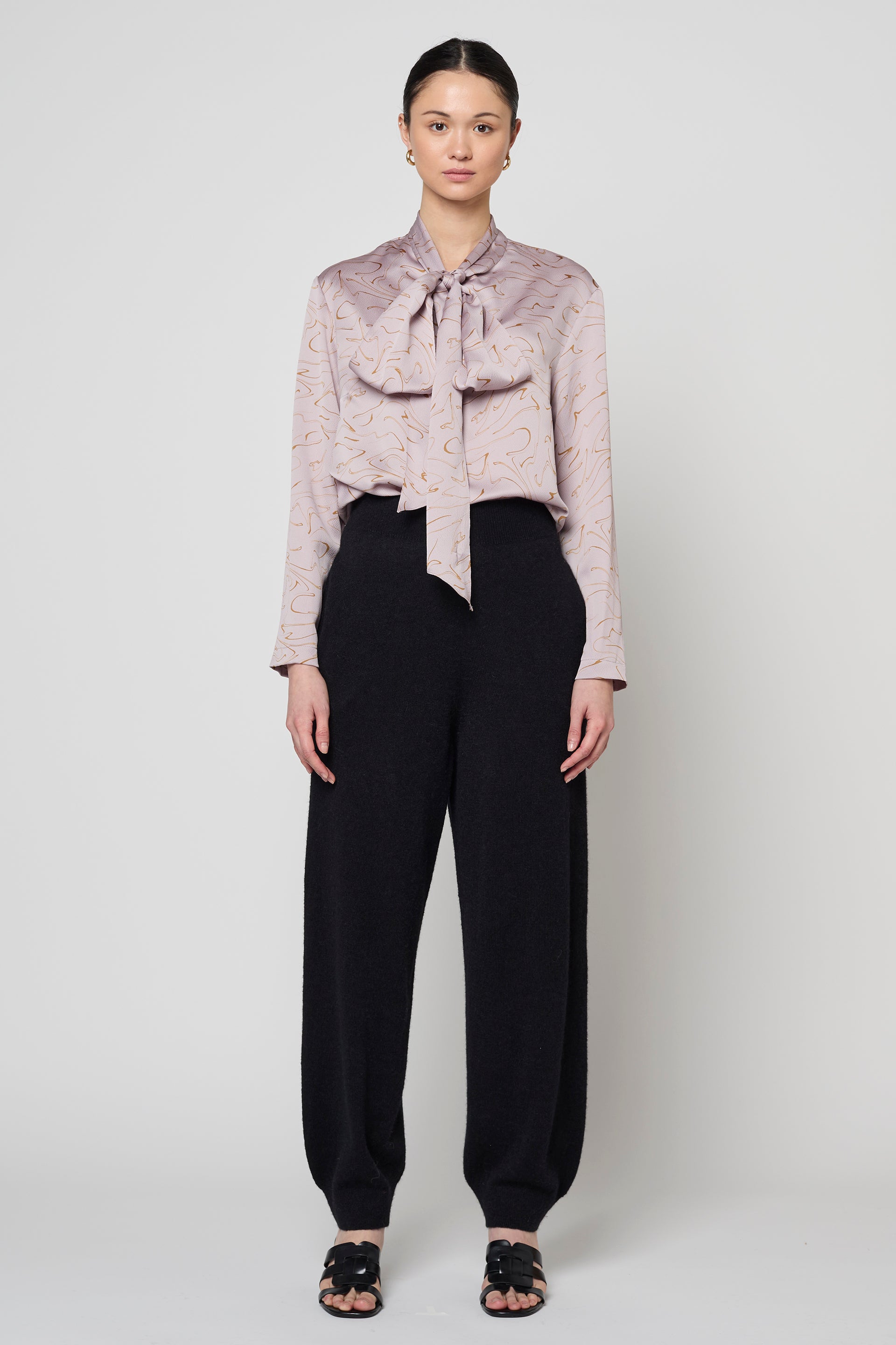 Scarf Blouse in Satin Prints