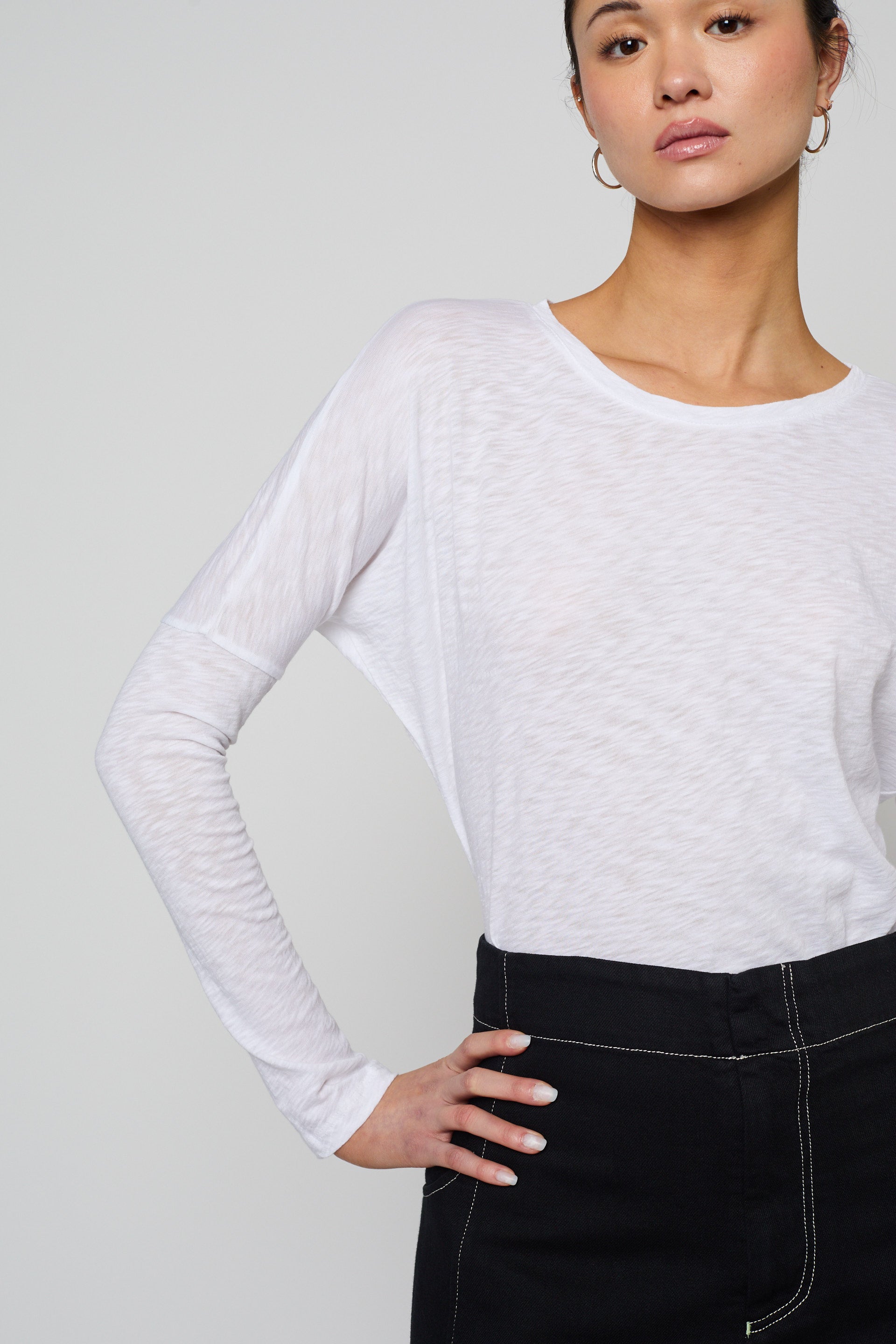 Dolman Long Sleeve Tee in Slub Organic Supima Cotton