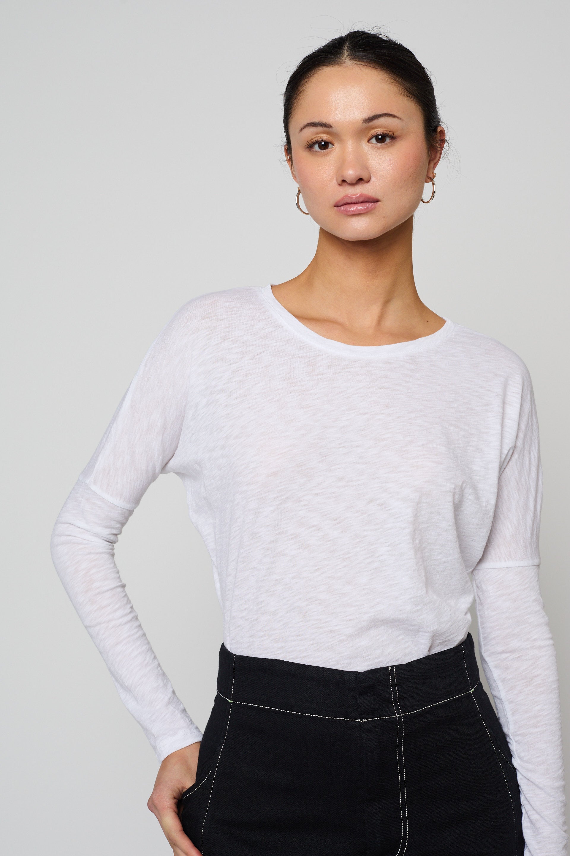 Dolman Long Sleeve Tee in Slub Organic Supima Cotton