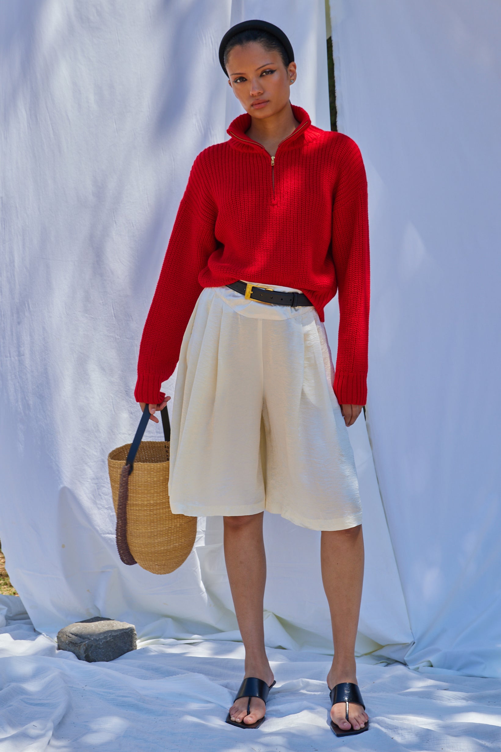 Long Shorts in Crinkled Satin