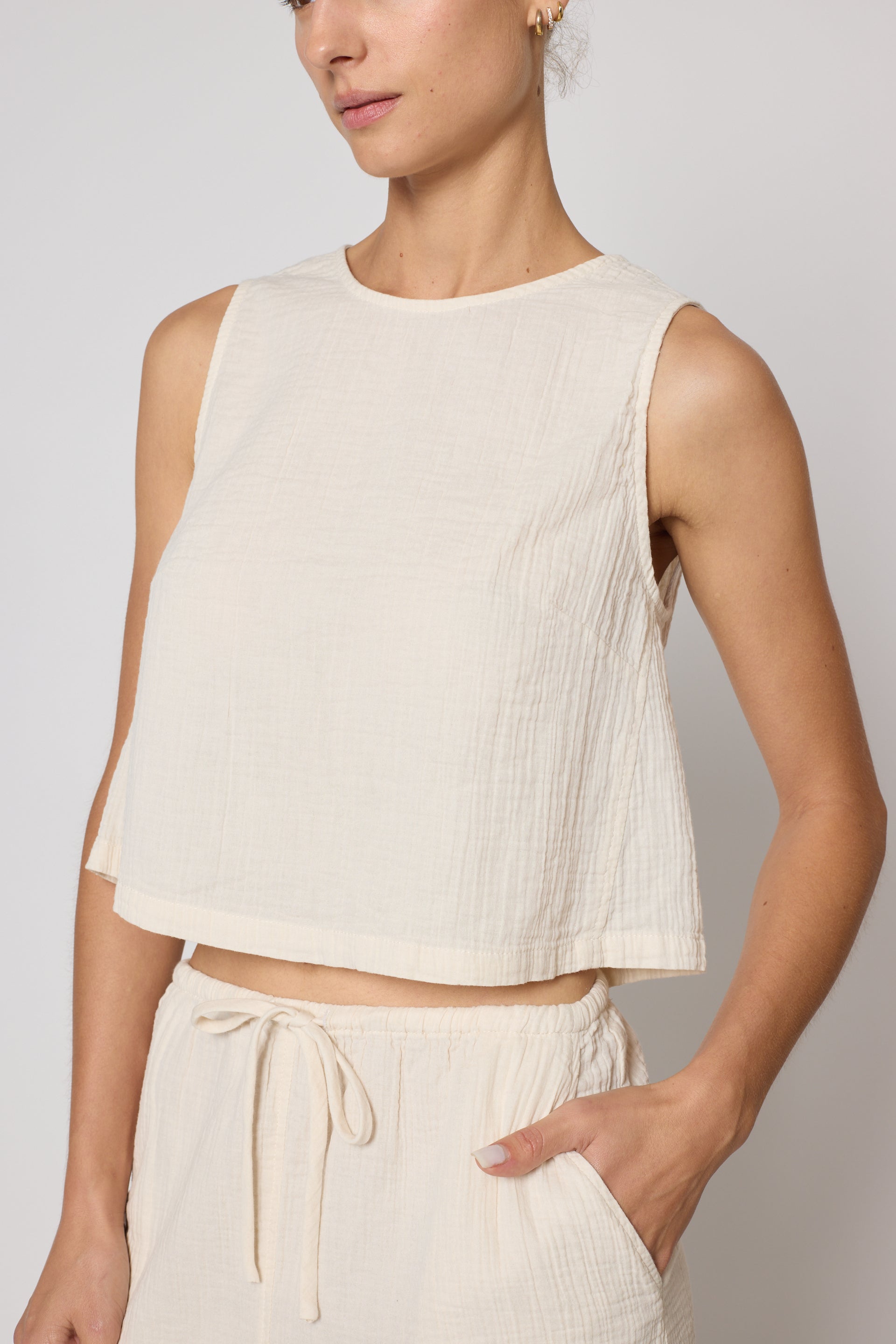 Simple Tank in Crinkled Cotton Gauze