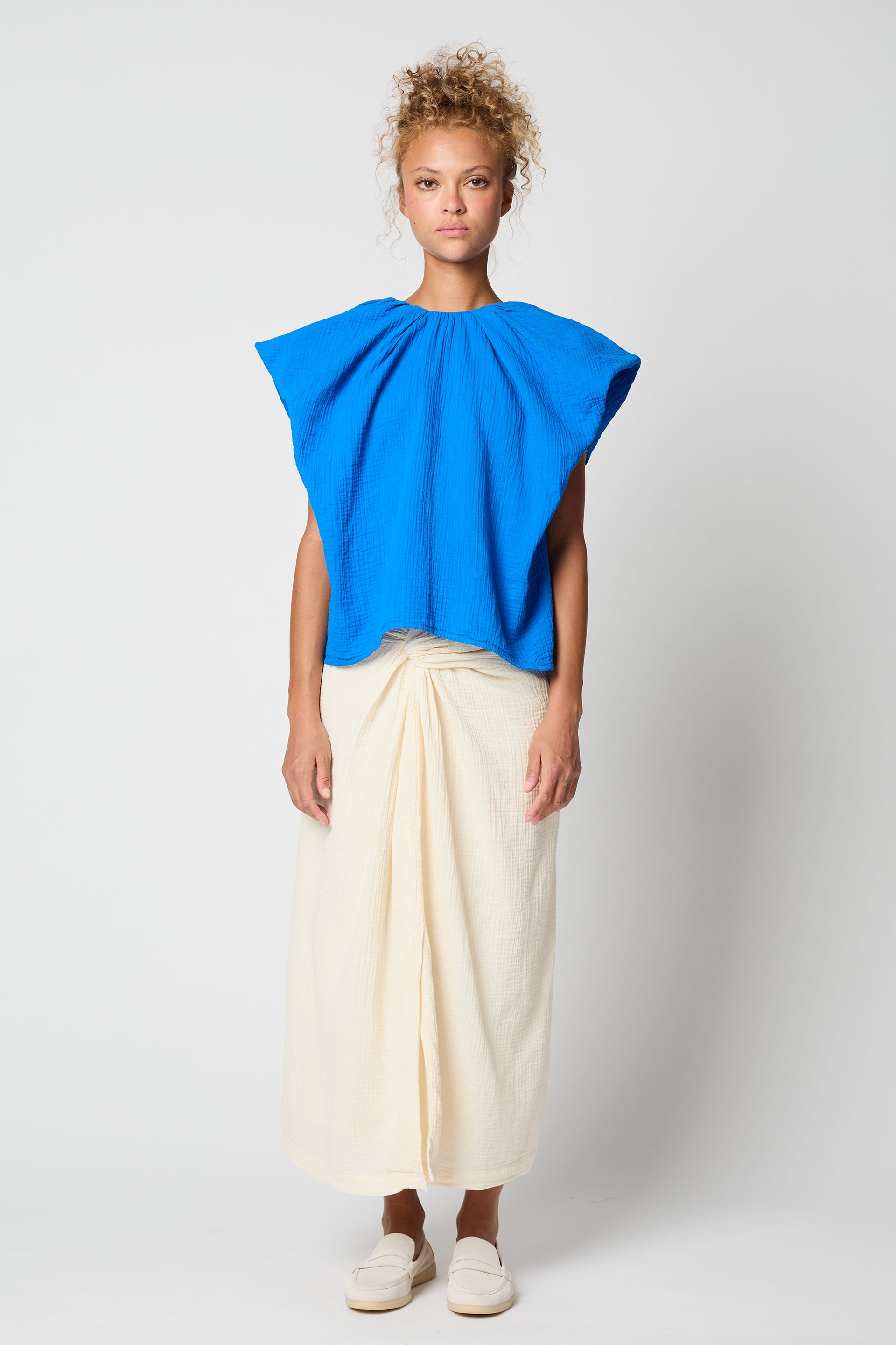 Cacie Top in Organic Crinkled Cotton