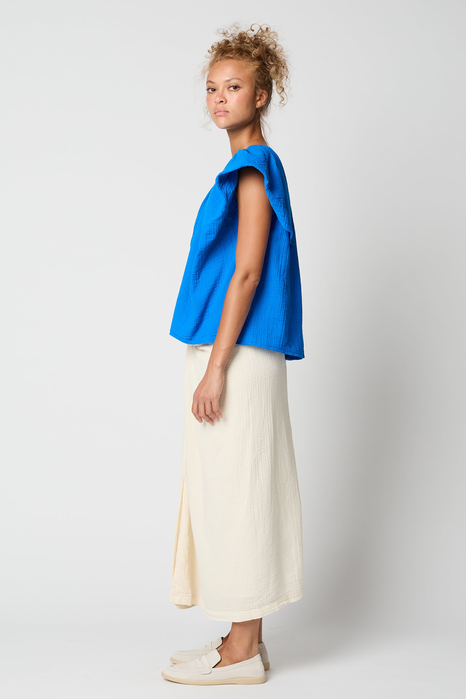 Cacie Top in Organic Crinkled Cotton