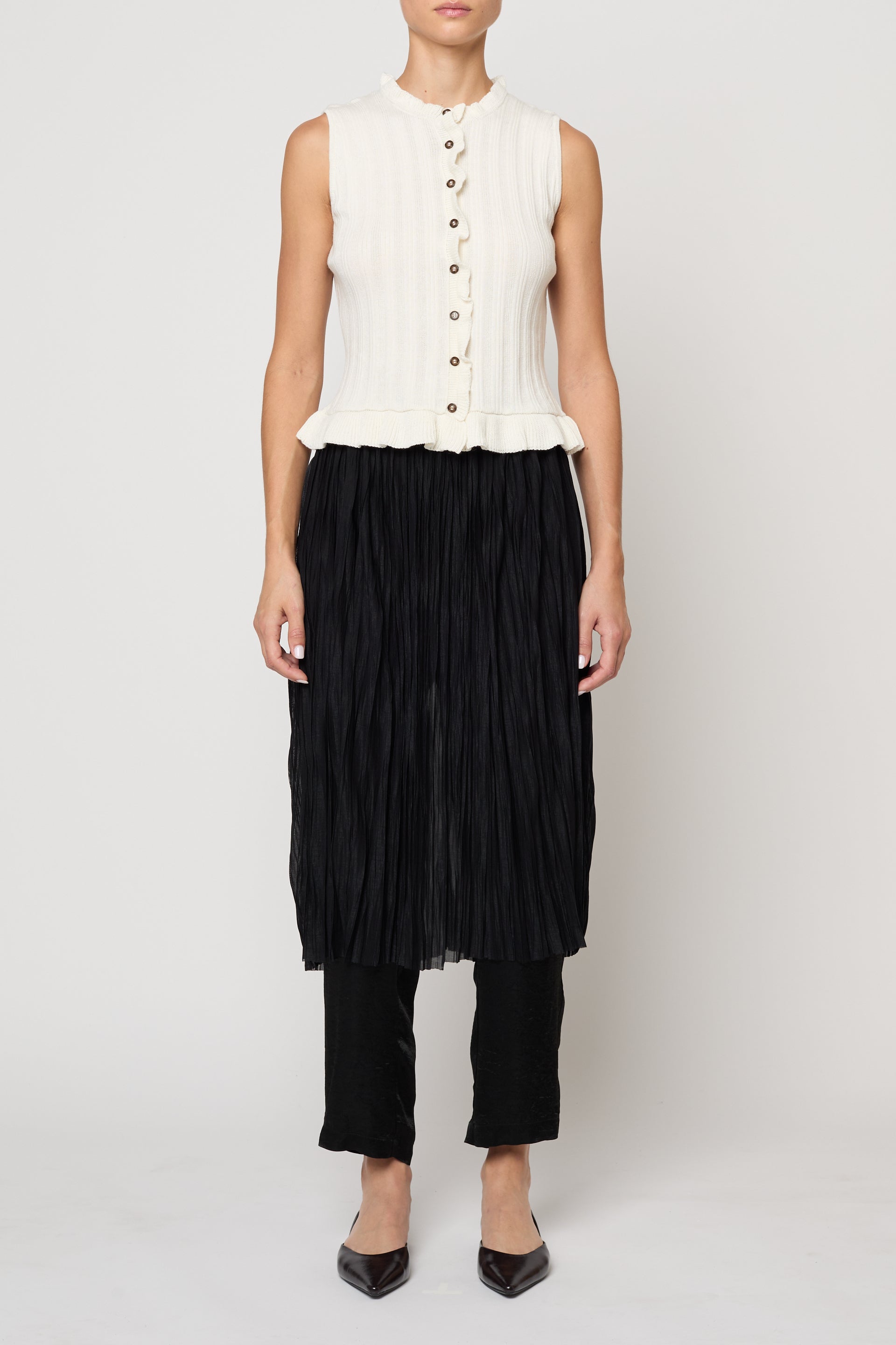 Skirt Pant in Random Pleats Chiffon