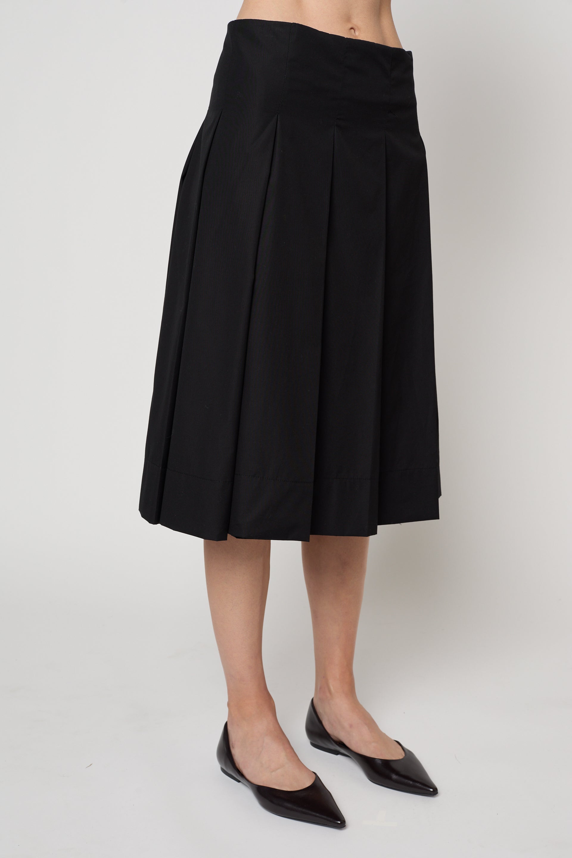 Pleat Skirt in Pima Cotton Poplin
