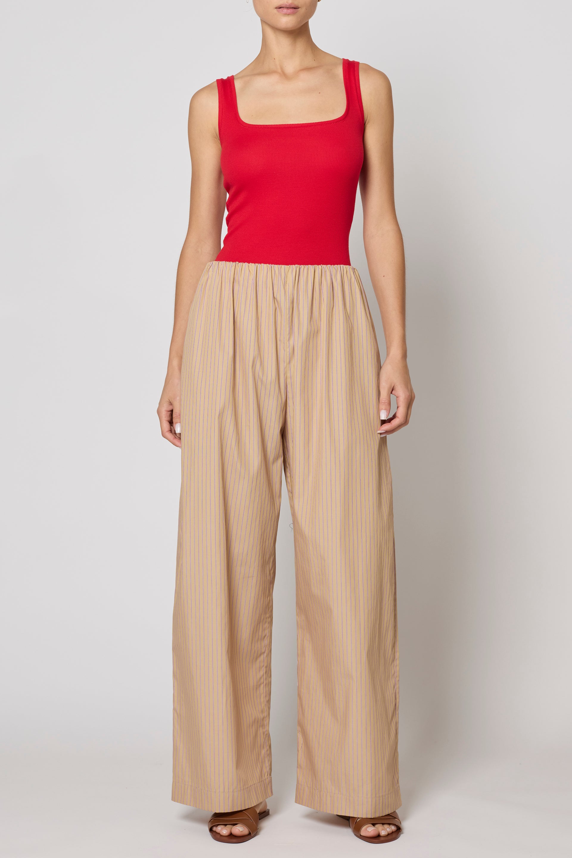 Stripe Paper Trouser in Pima Cotton Poplin