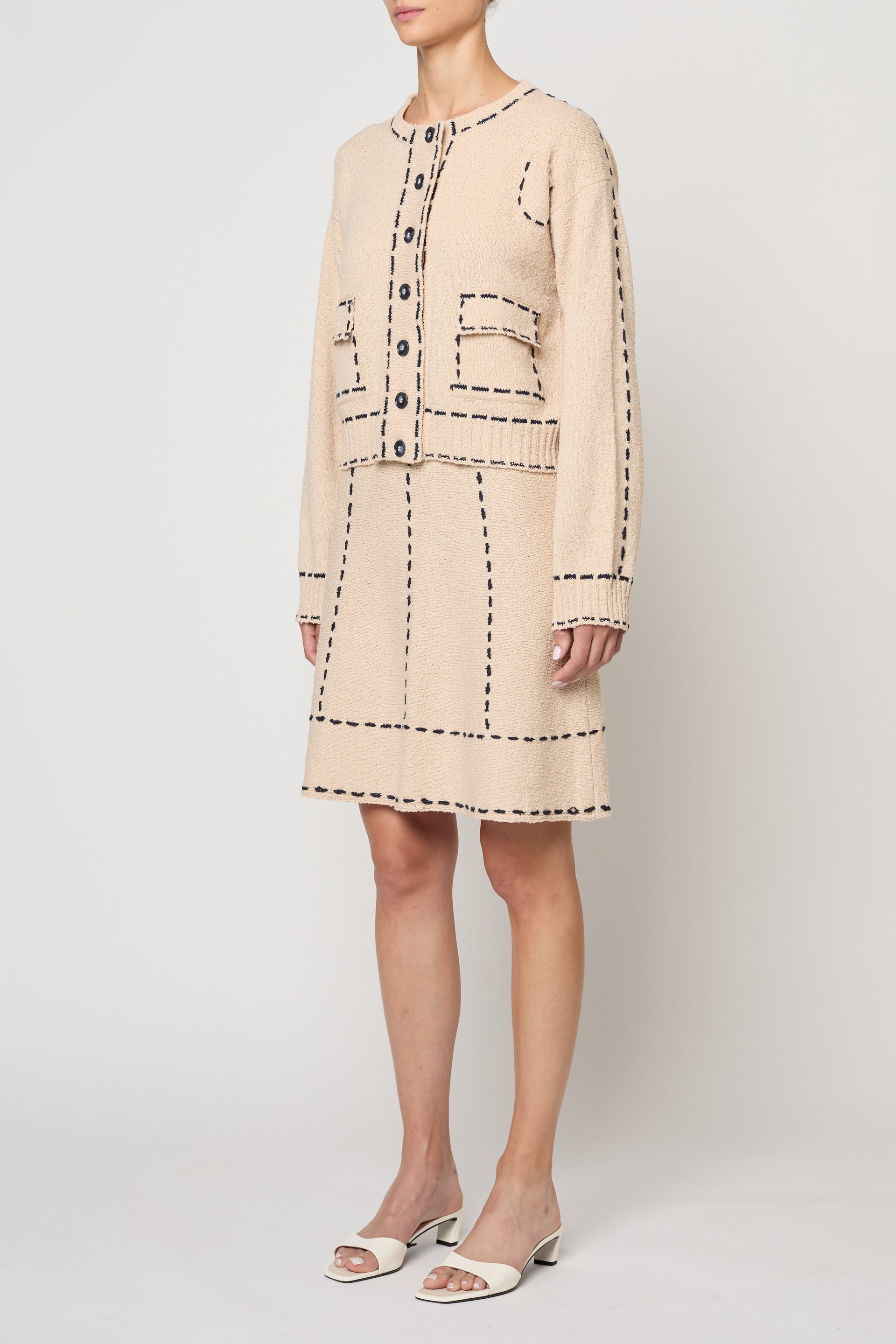 Whipstitch Knit Skirt in Boucle Tanguis Cotton