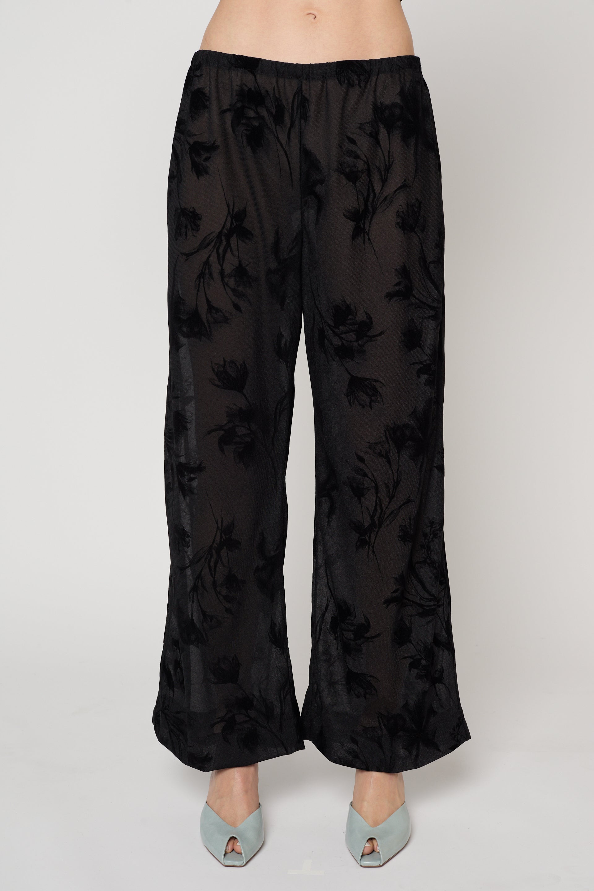 Print Pant in Flower Flock Crepe