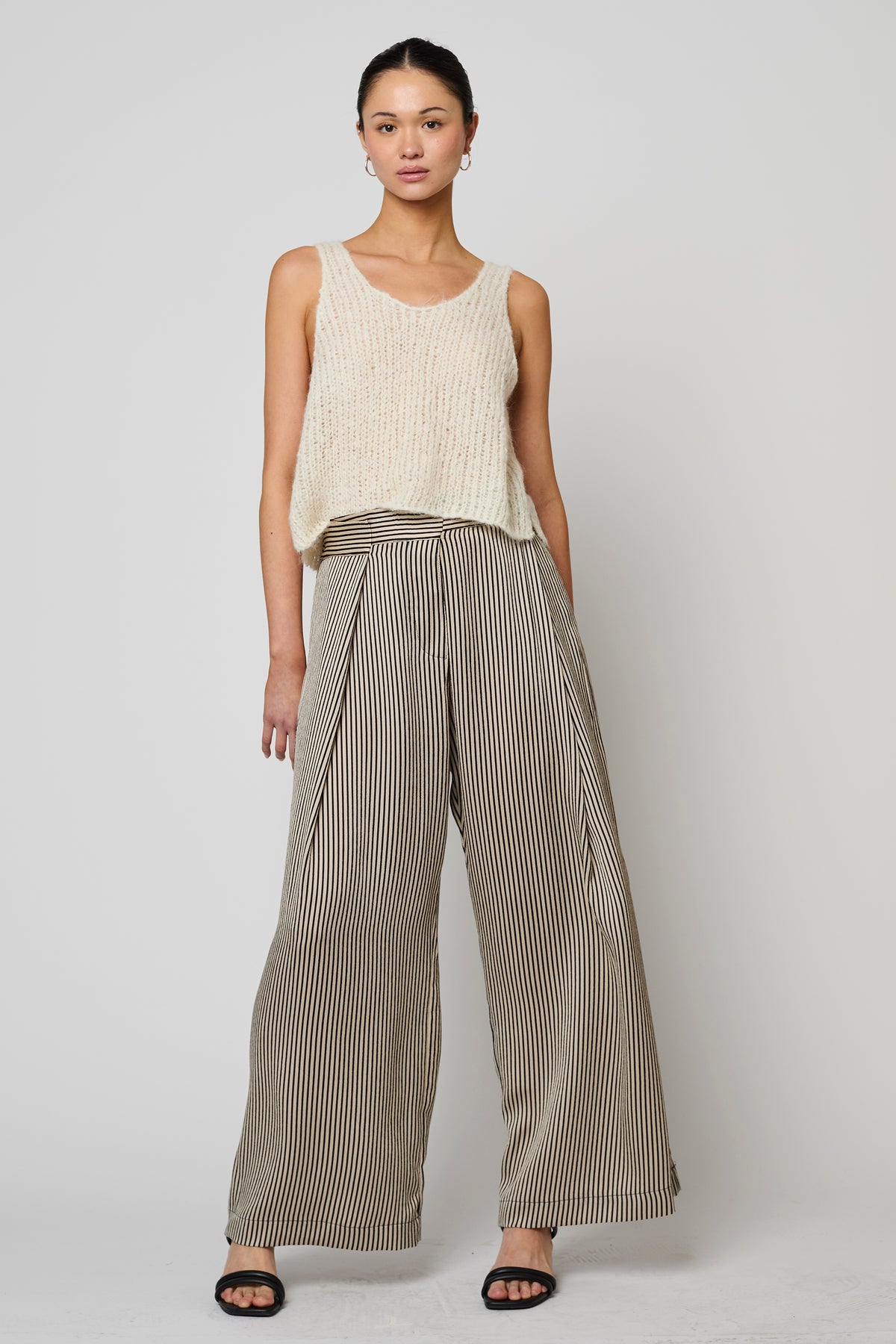 Asymmetrical Wide Trouser in Hammered Satin