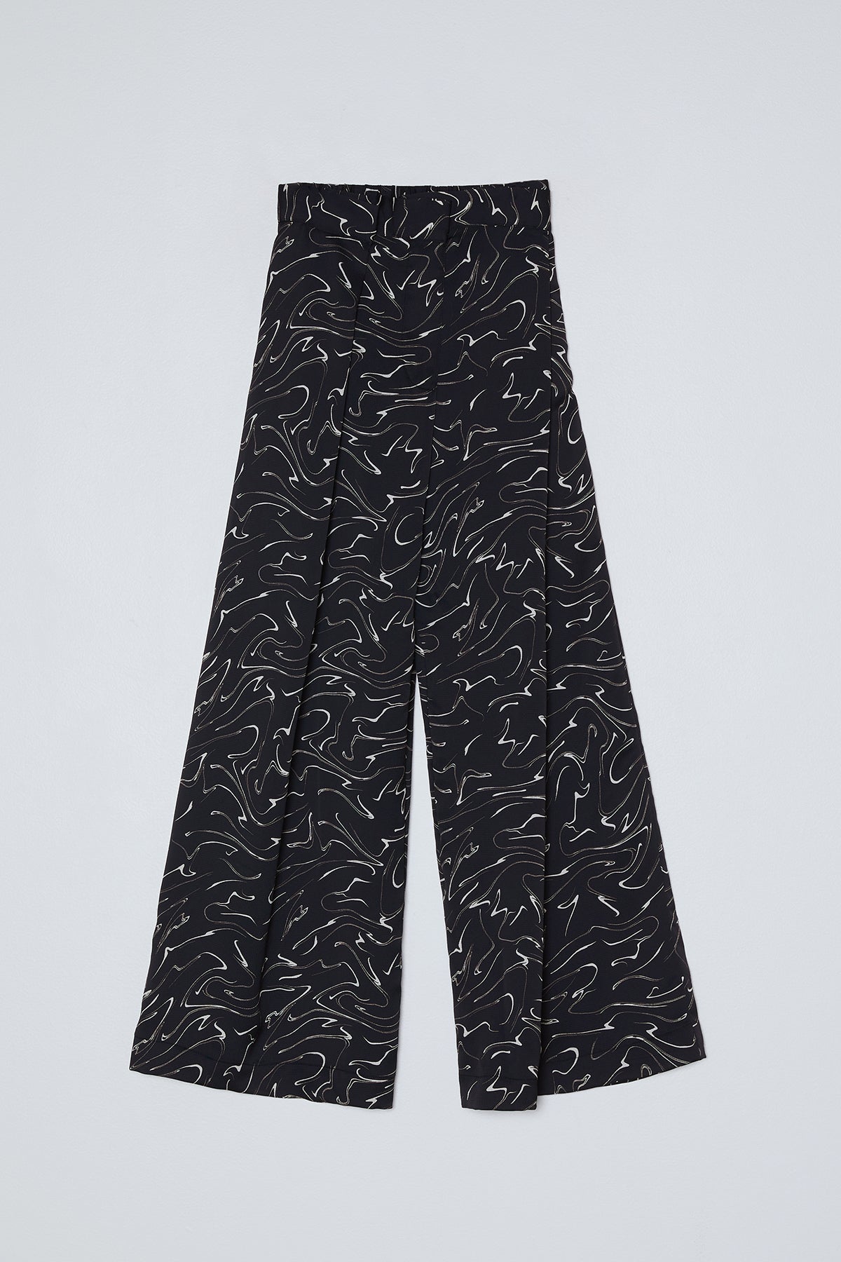 Asymmetrical Wide Trouser in Hammered Satin