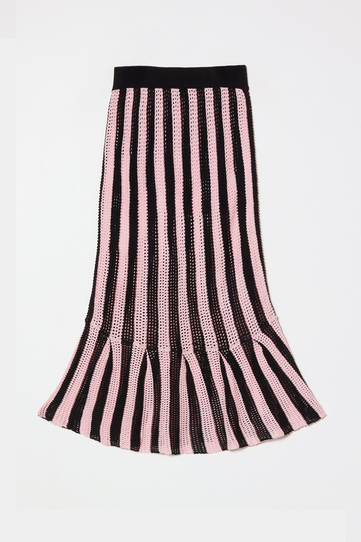 Frida Skirt in Openwork Knit - Black & Powder Pink
