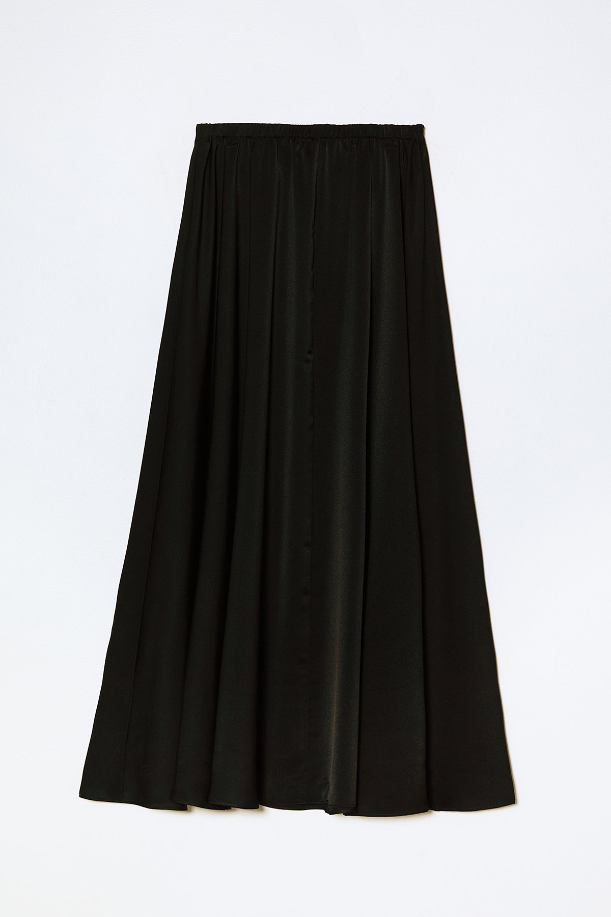 Madison Long Skirt in Matte Sheen Satin - Black
