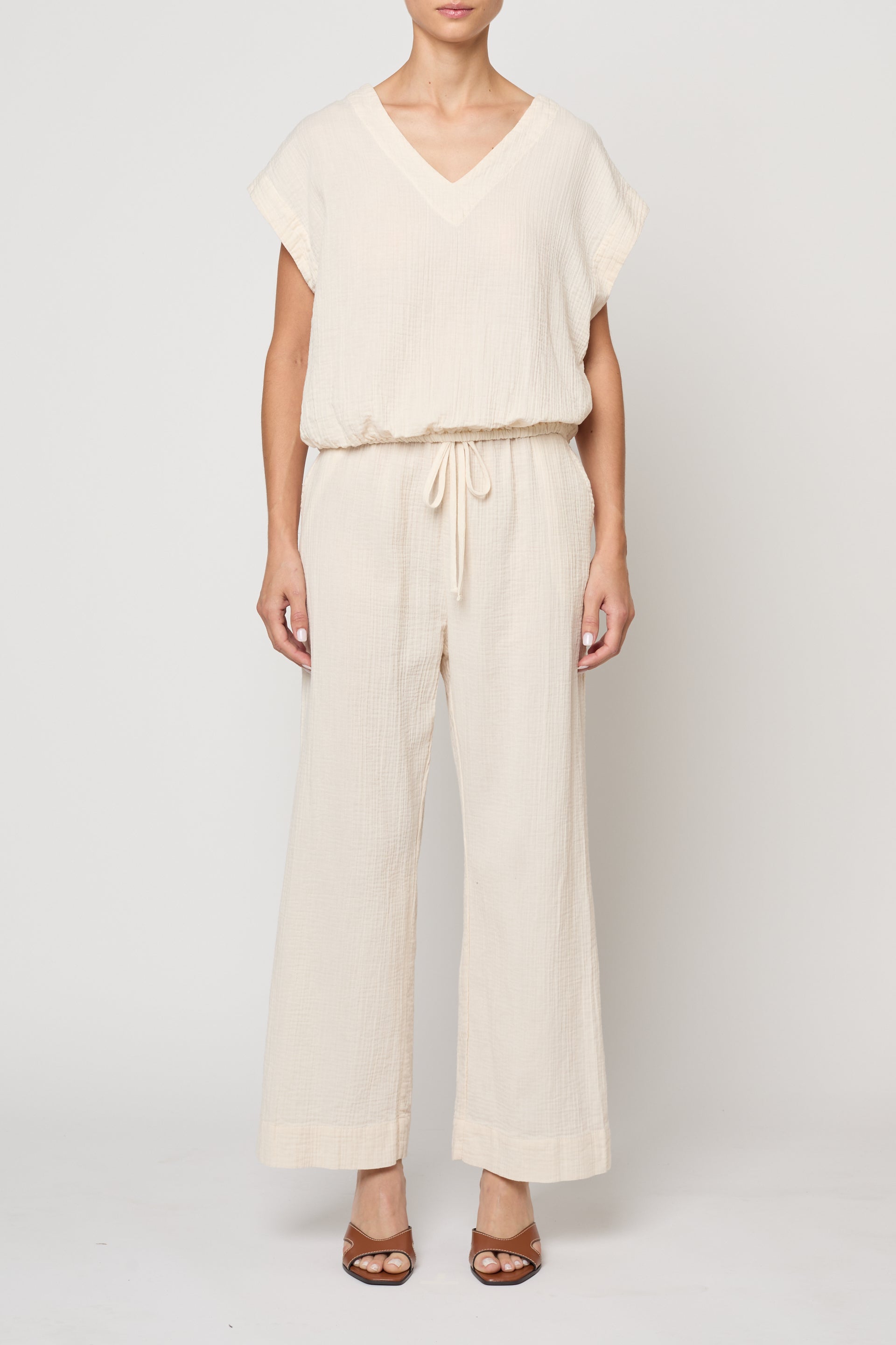 Drawstring Pant in Crinkled Gauze