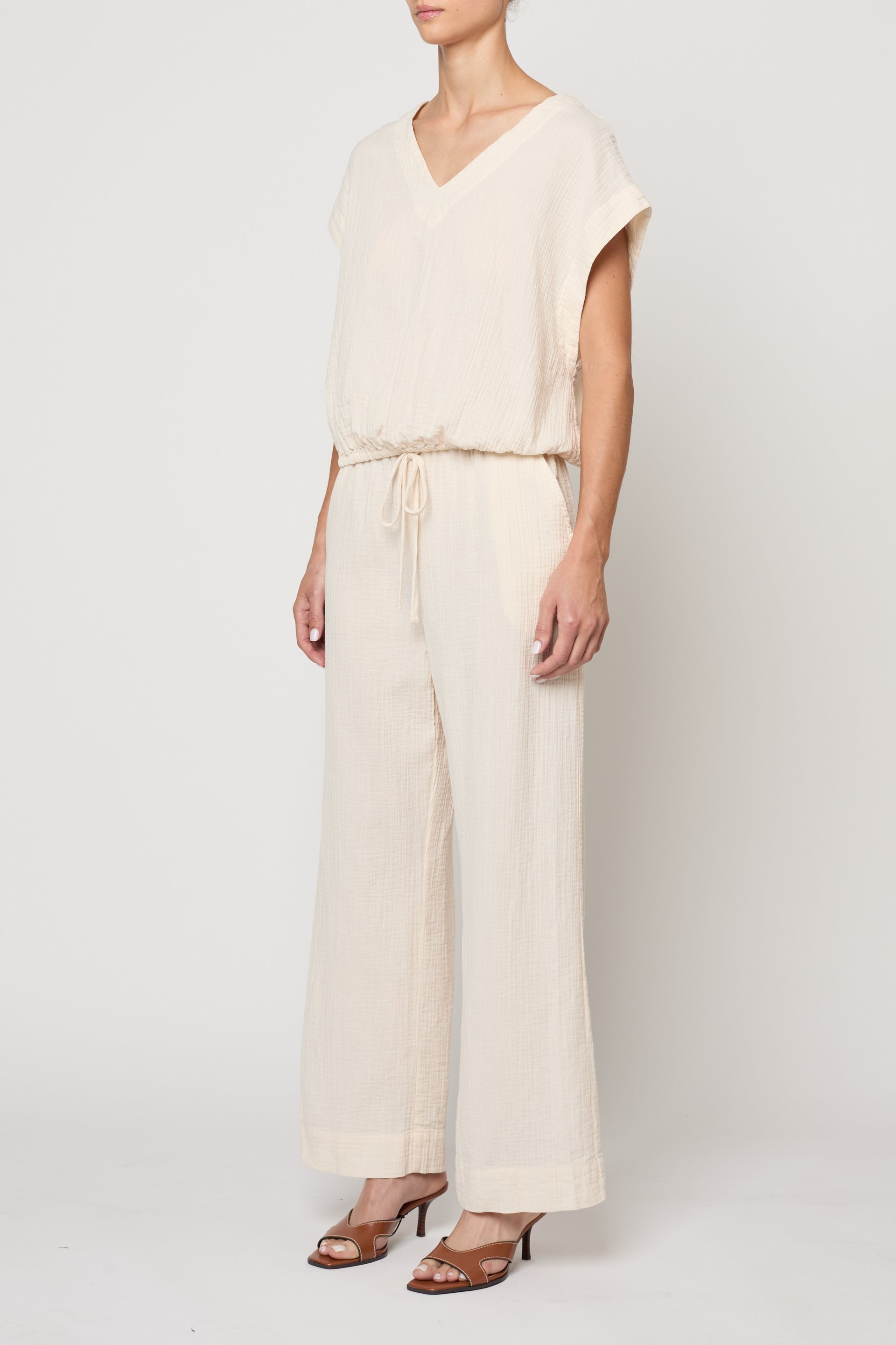 Drawstring Pant in Crinkled Gauze