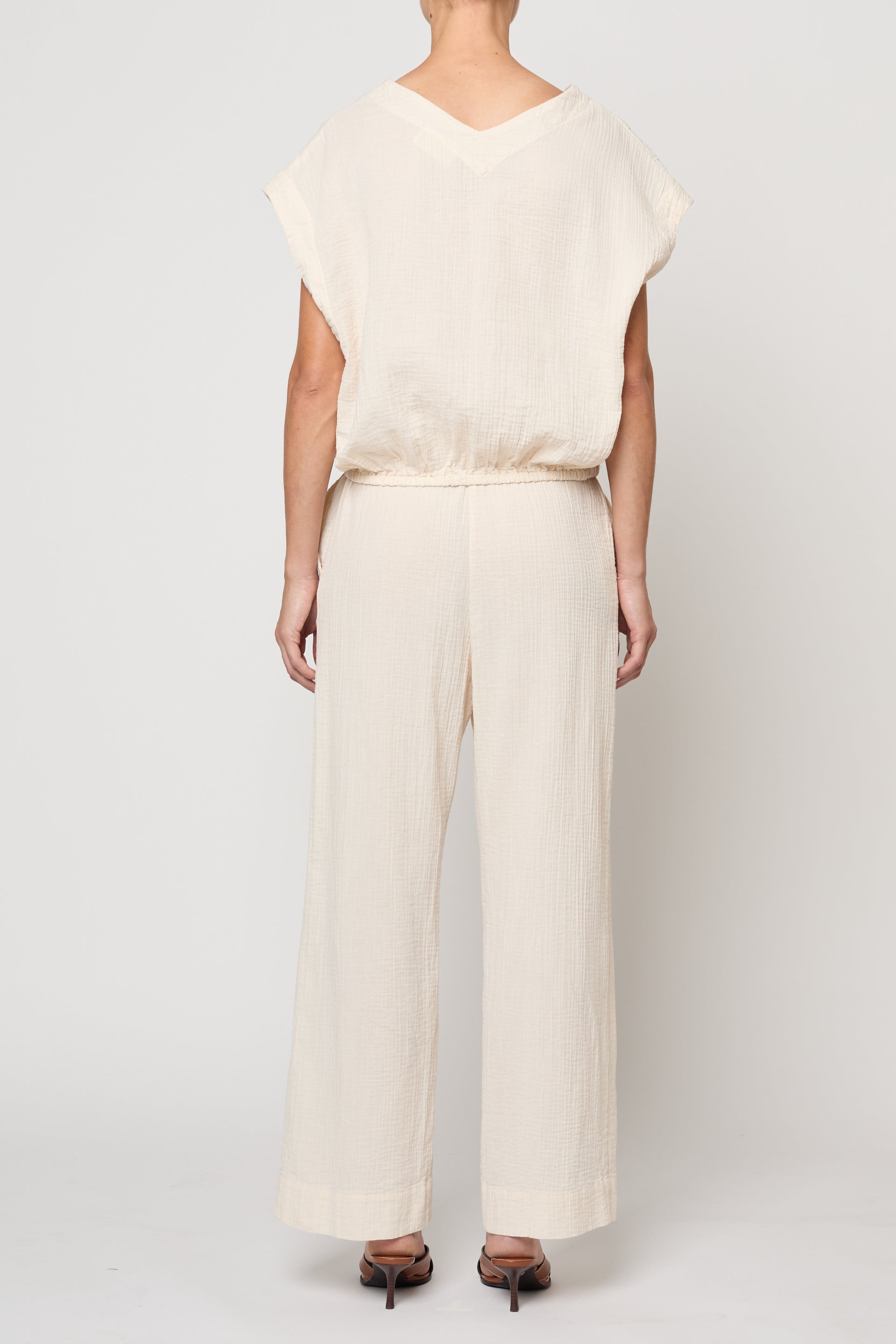 Drawstring Pant in Crinkled Gauze