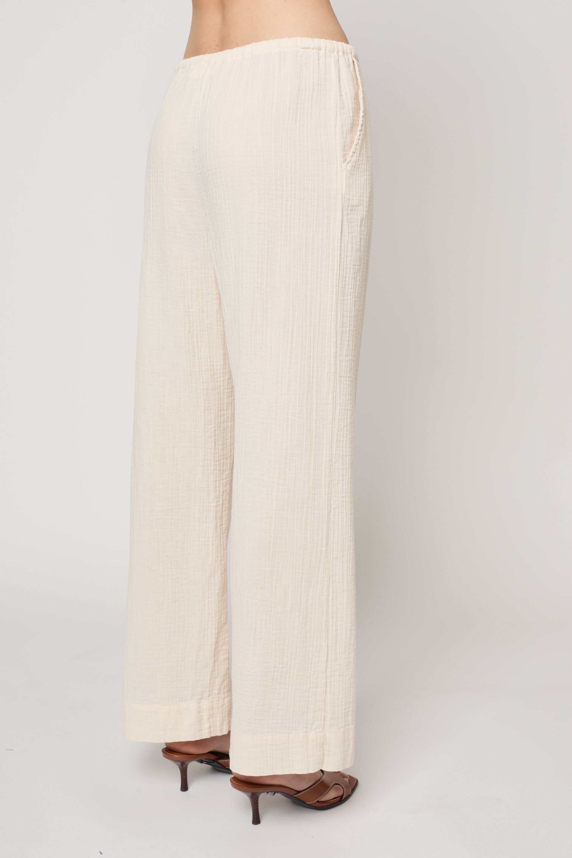 Drawstring Pant in Crinkled Gauze
