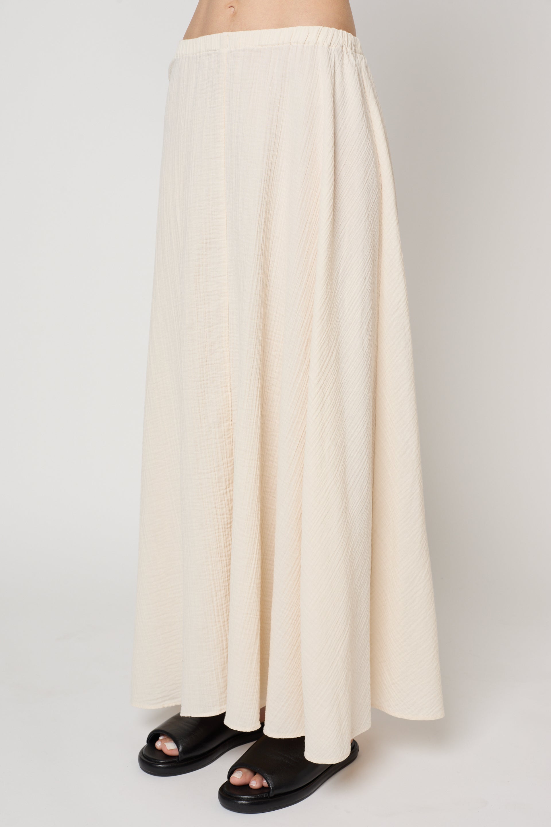 Pull On Skirt in Crinkled Cotton Gauze