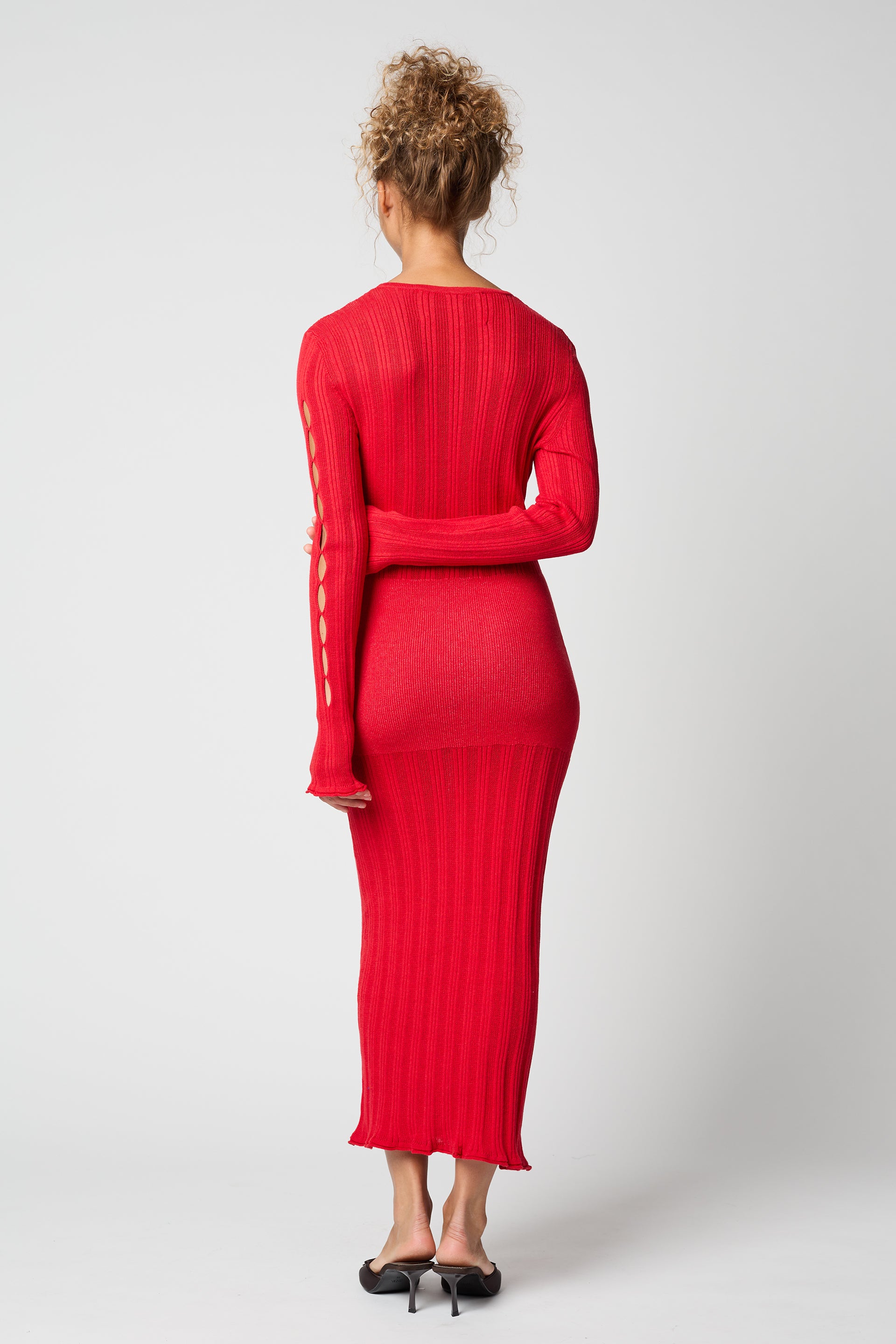 Pointelle Eyelet Sleeve Dress