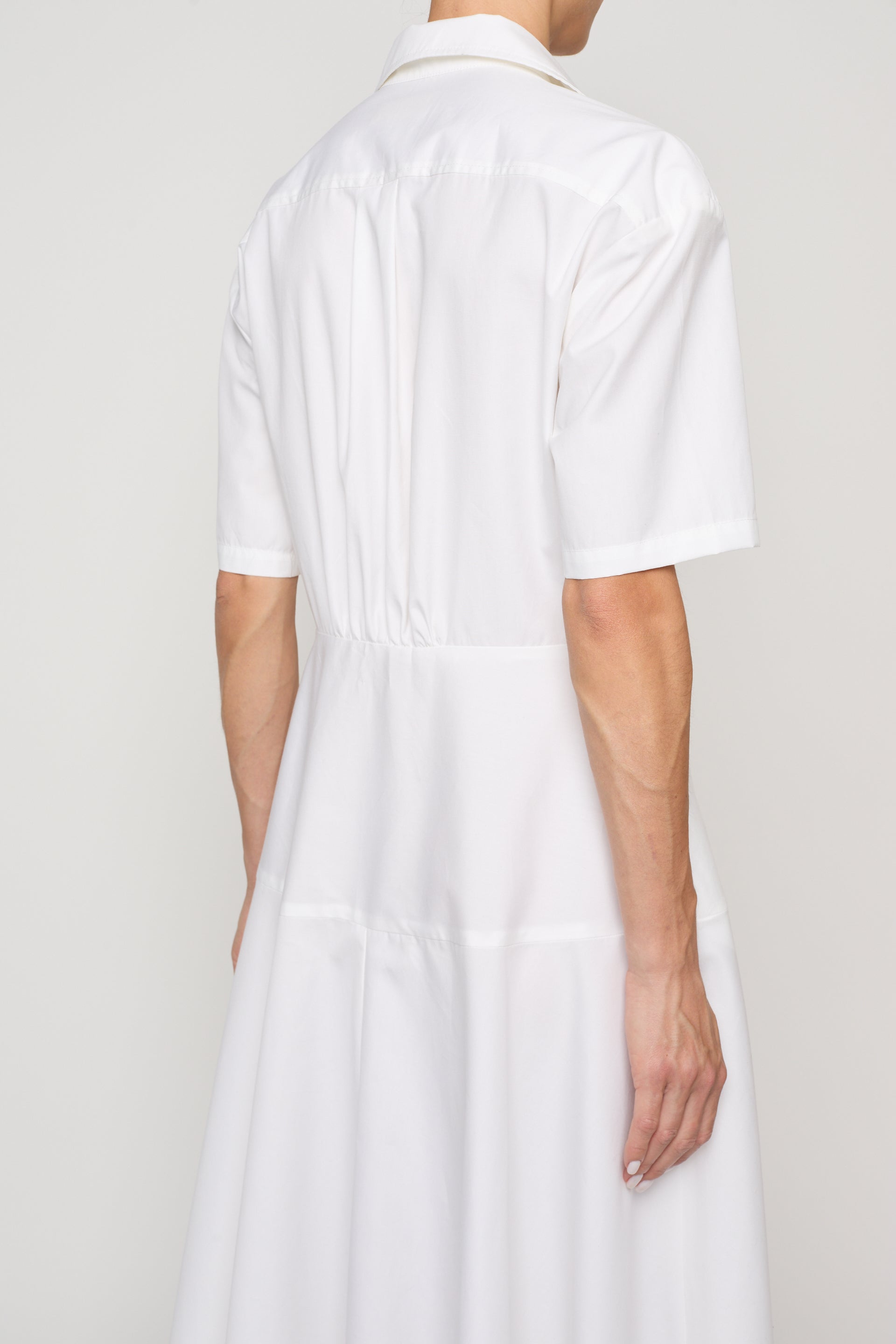 Paneled Shirt Dress in Pima Cotton Poplin