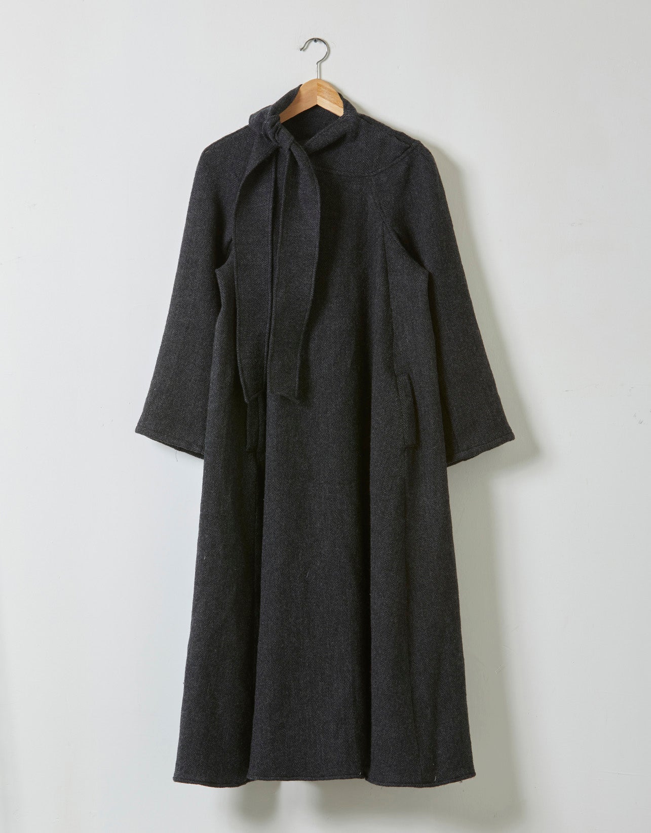 Scarf Dress in Wool Herringbone Gauze Scarf Dress in Wool Herringbone Gauze