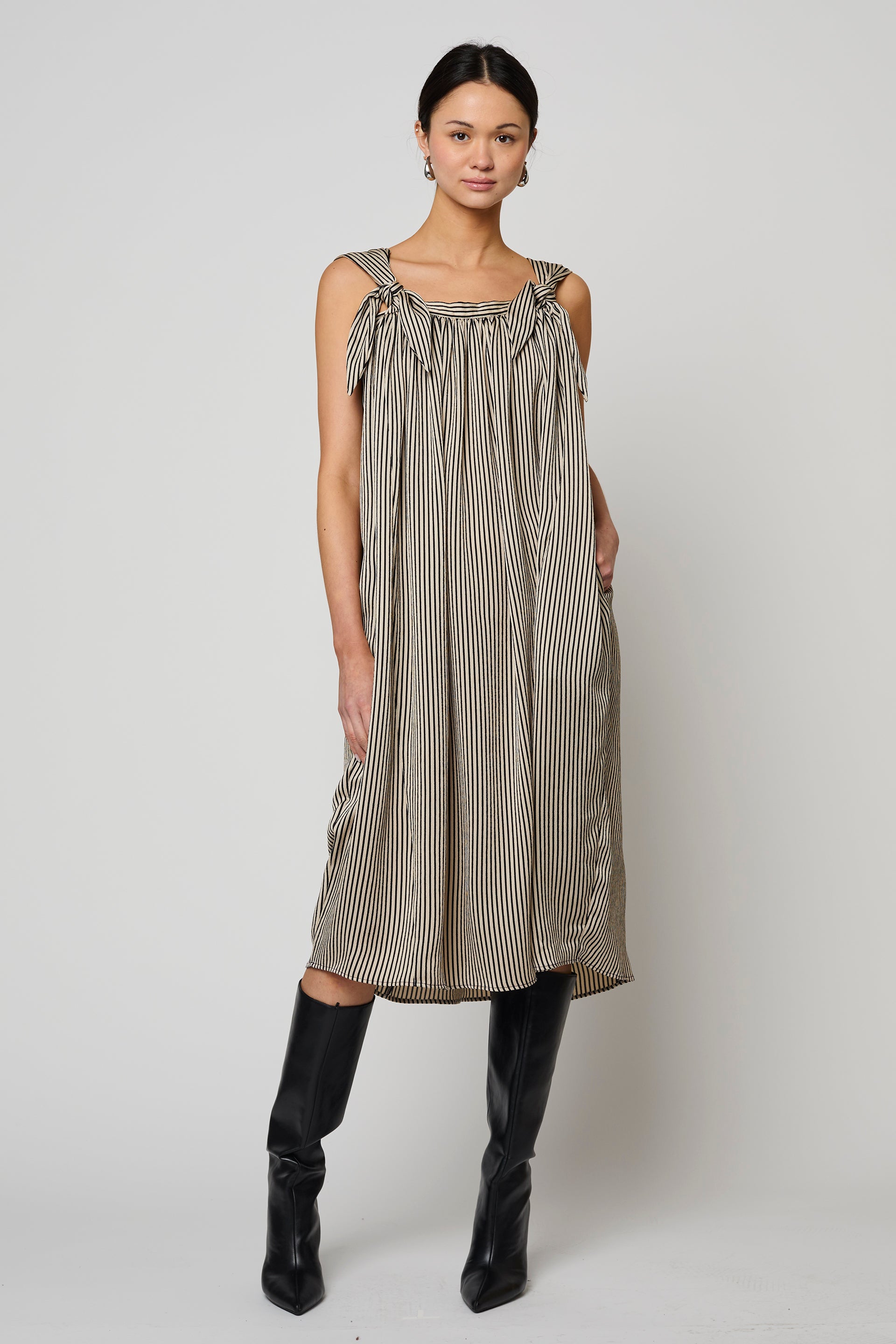 Adraste Hammered Satin Stripe Dress