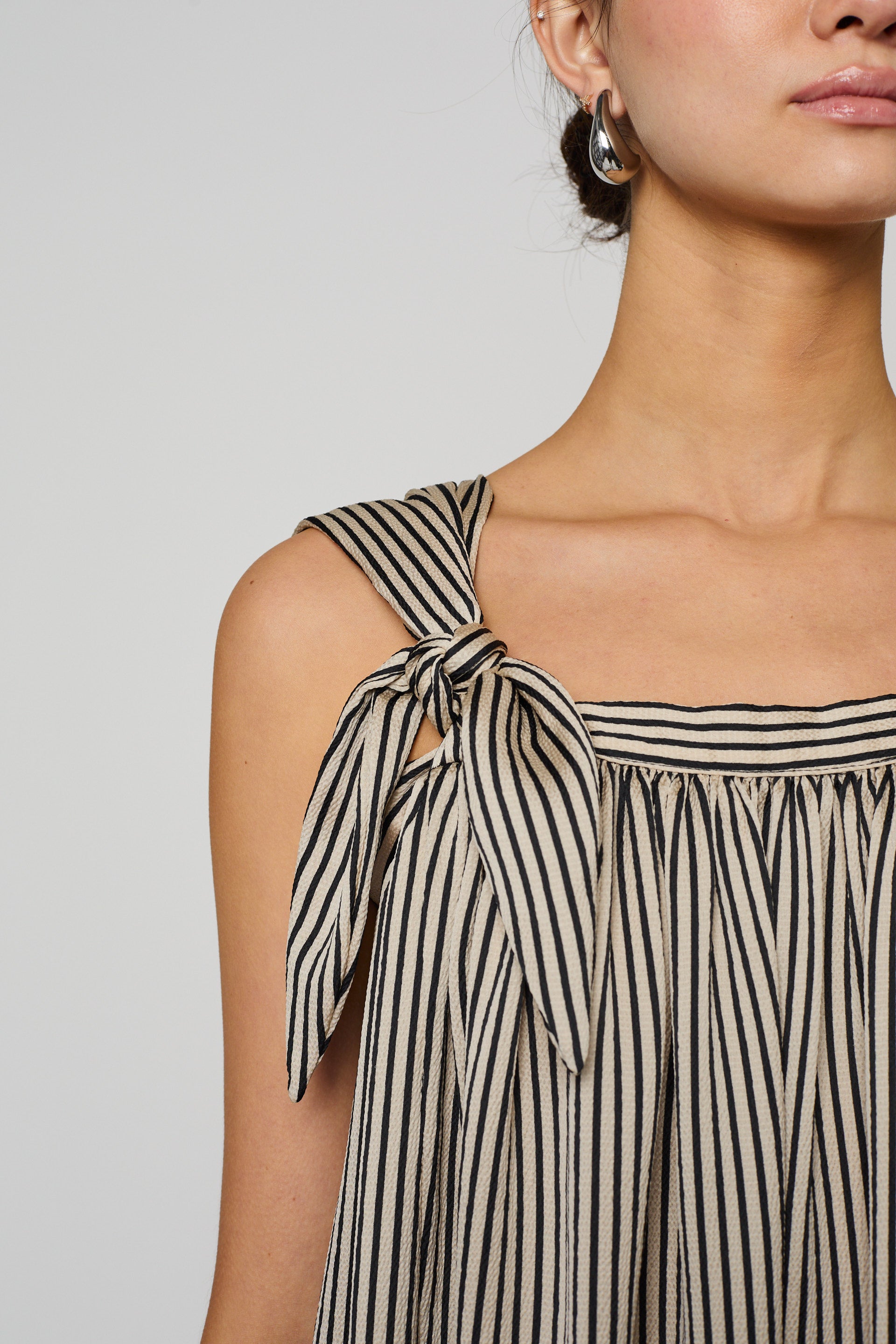 Adraste Hammered Satin Stripe Dress
