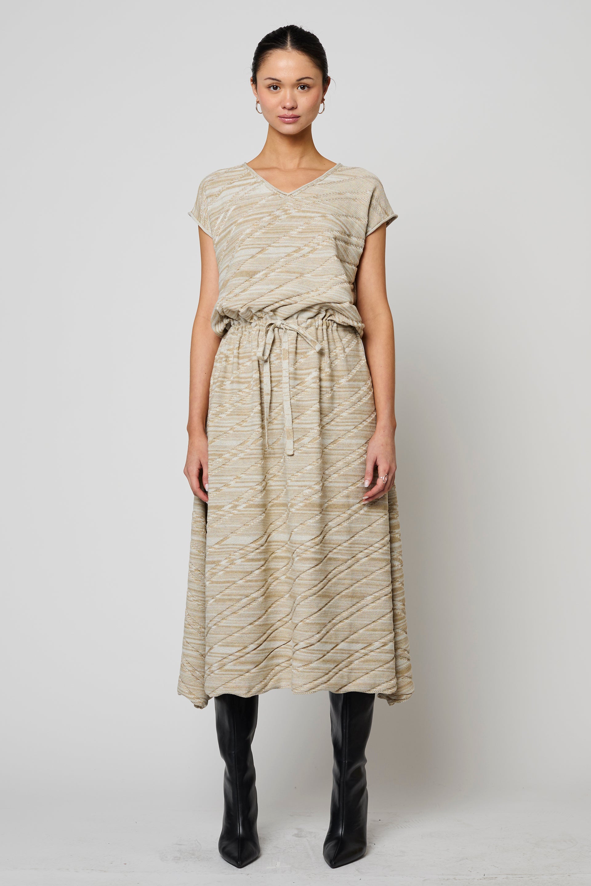 Relaxed Long Boxy Dress with tie