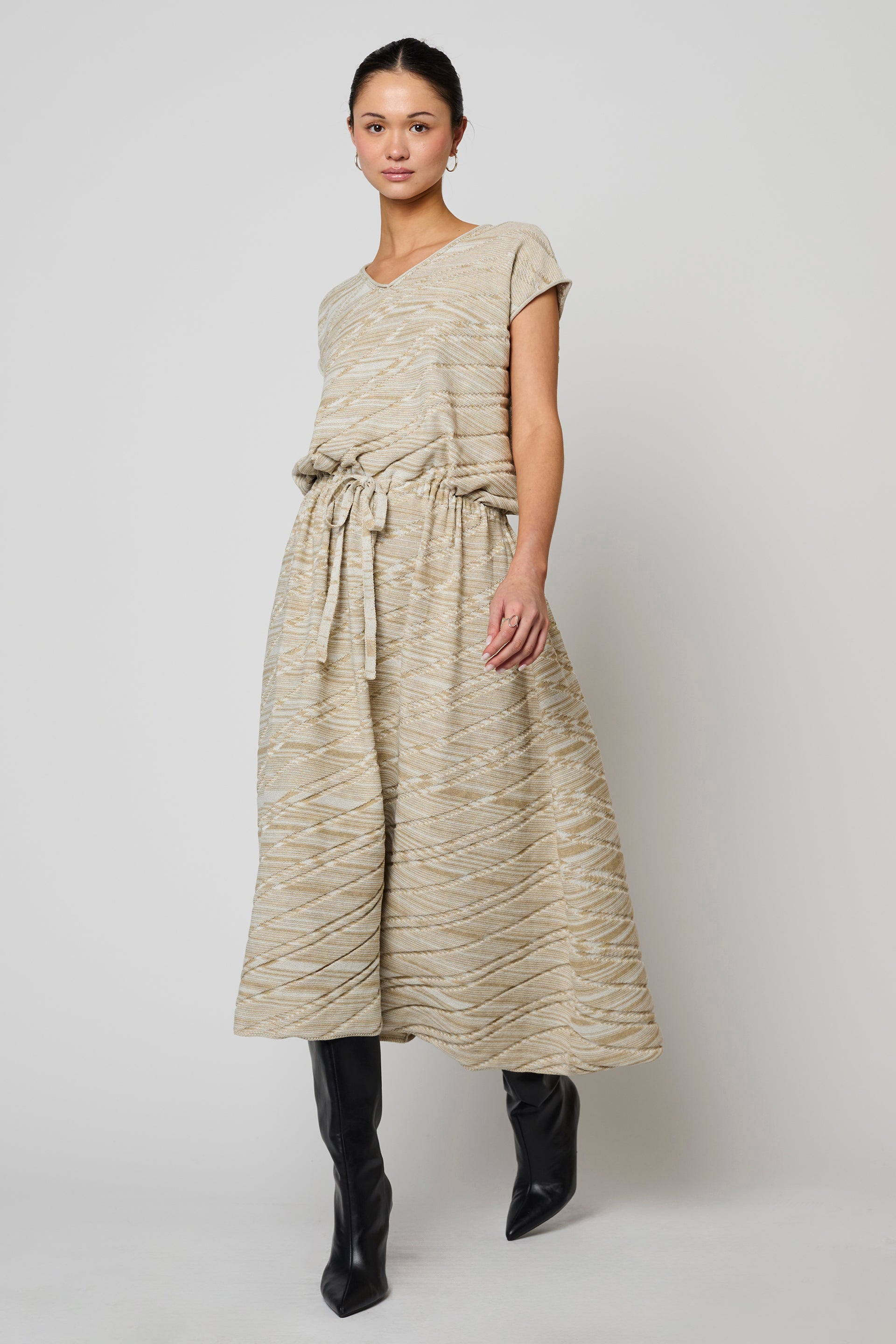 Relaxed Long Boxy Dress with tie