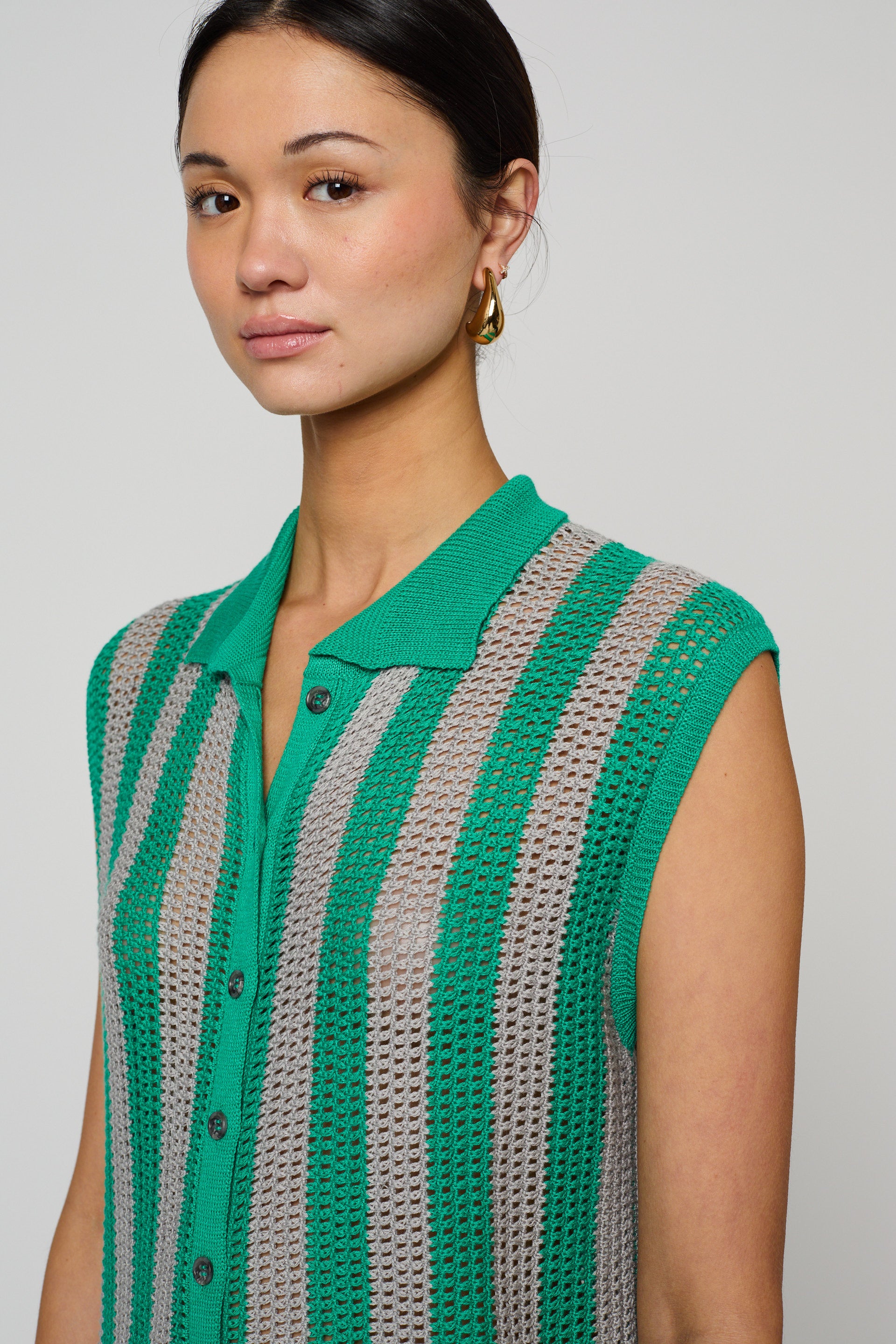 Knit Shirt Dress in Viscose Cotton Blend