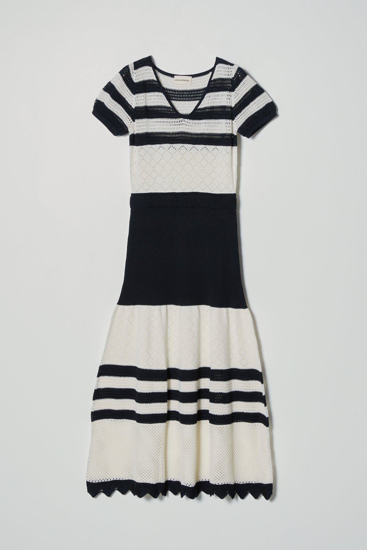 striped ribbed knit dress Women's Exactly Like This Navy Stripe Ribbed Knit Cutout Cotton Maxi Dress | Size: L