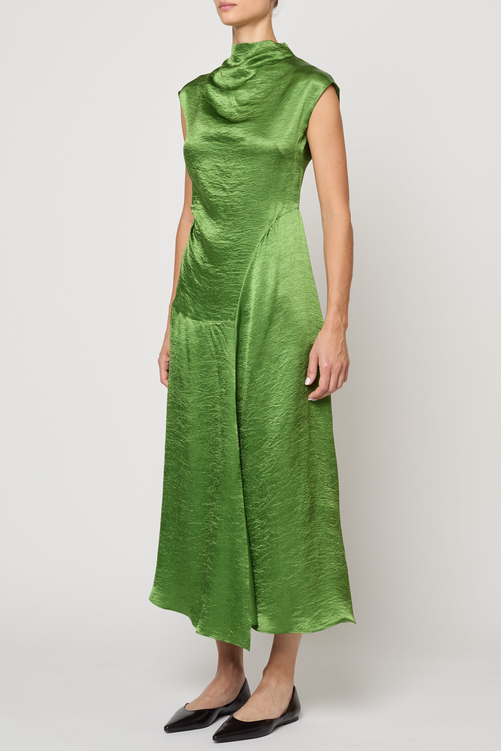 Twisted Dress in Crinkled Satin