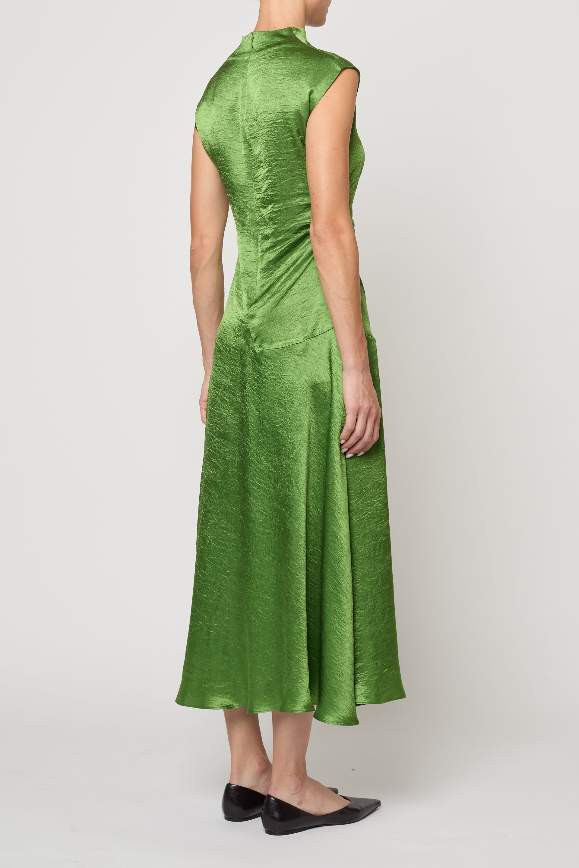 Twisted Dress in Crinkled Satin