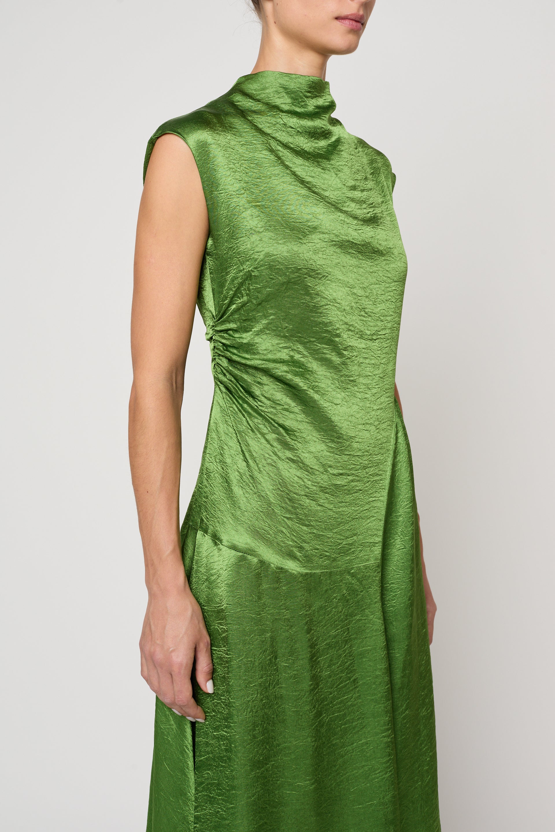 Twisted Dress in Crinkled Satin