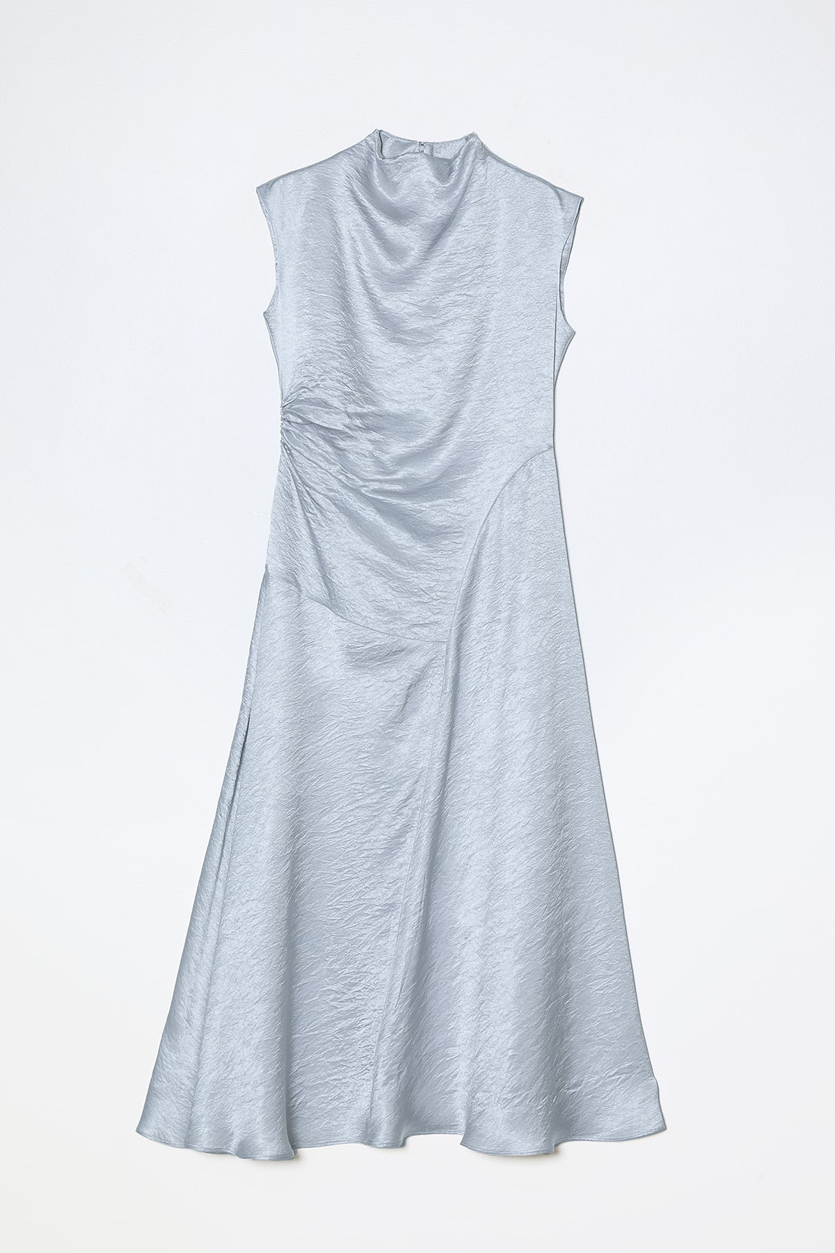Twisted Dress in Crinkled Satin - Silver