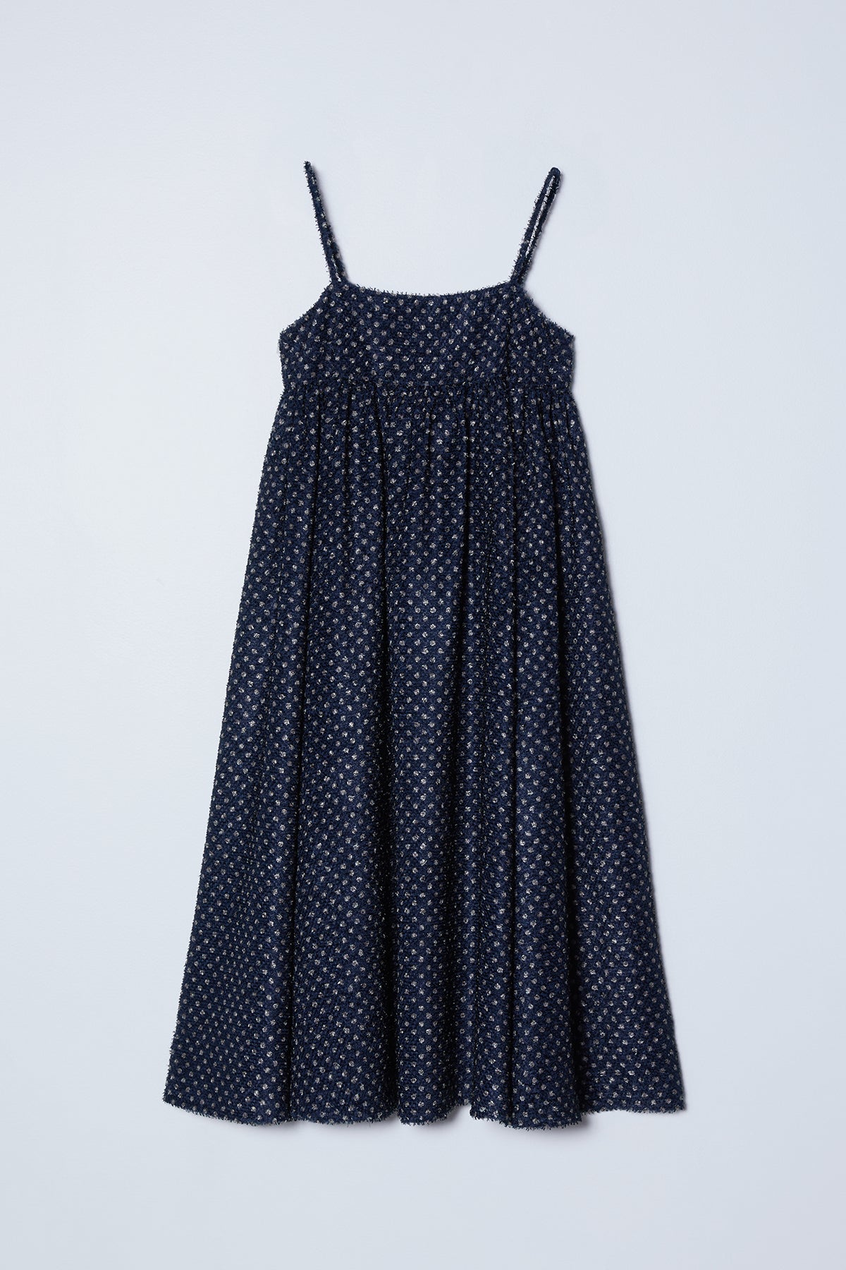 Arquette Dress in Navy Polka Dots