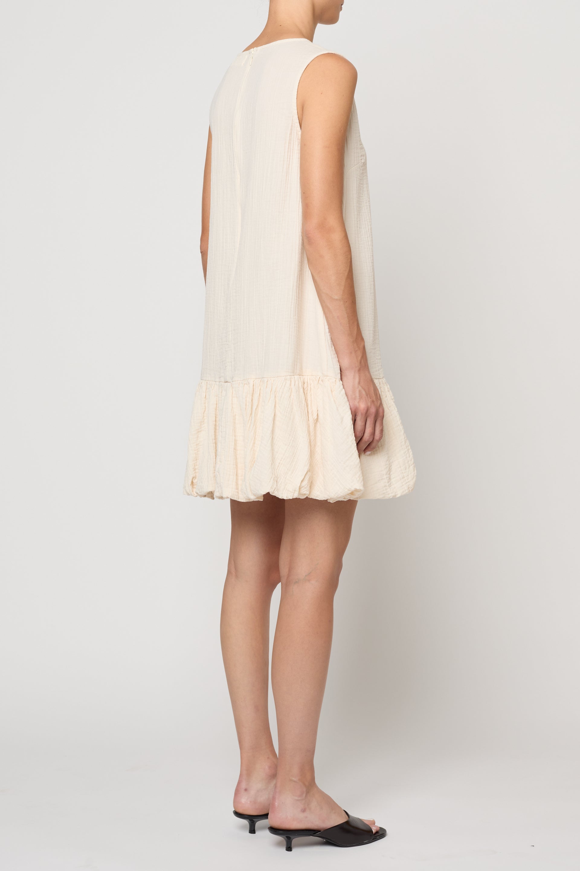Balloon Mini Dress in Crinkled Cotton Gauze